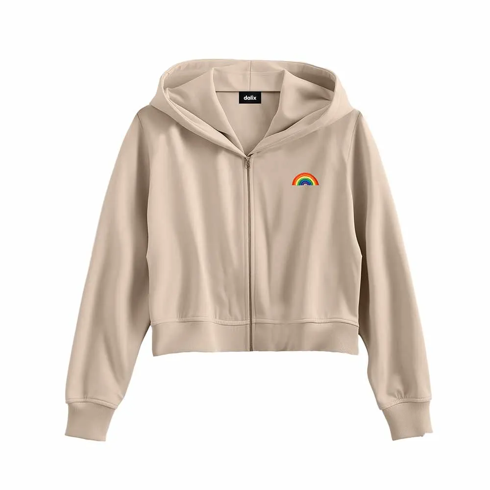 Dalix Rainbow Cropped Zip Hoodie