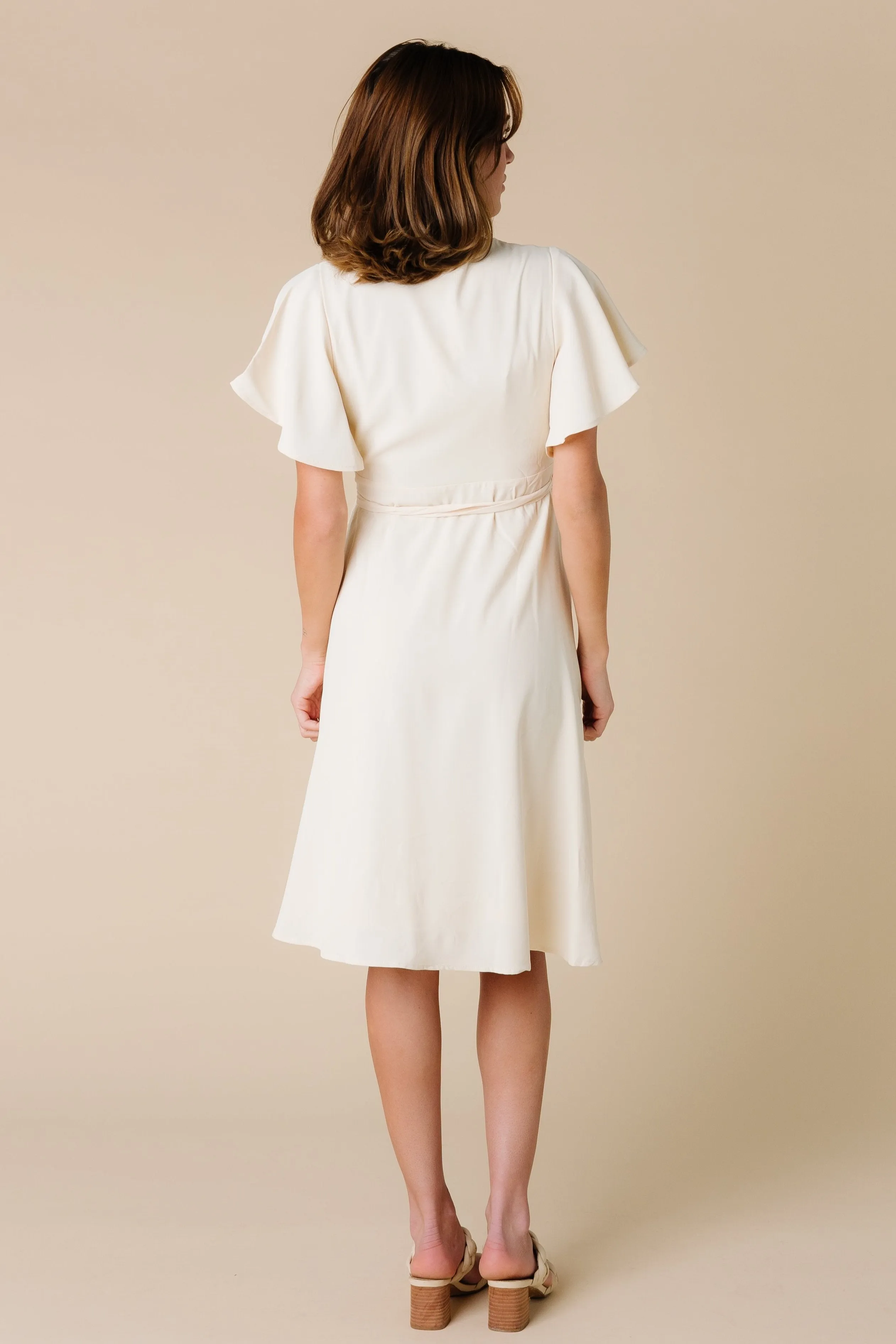 Daphne Tulip Wrap Dress - Cream