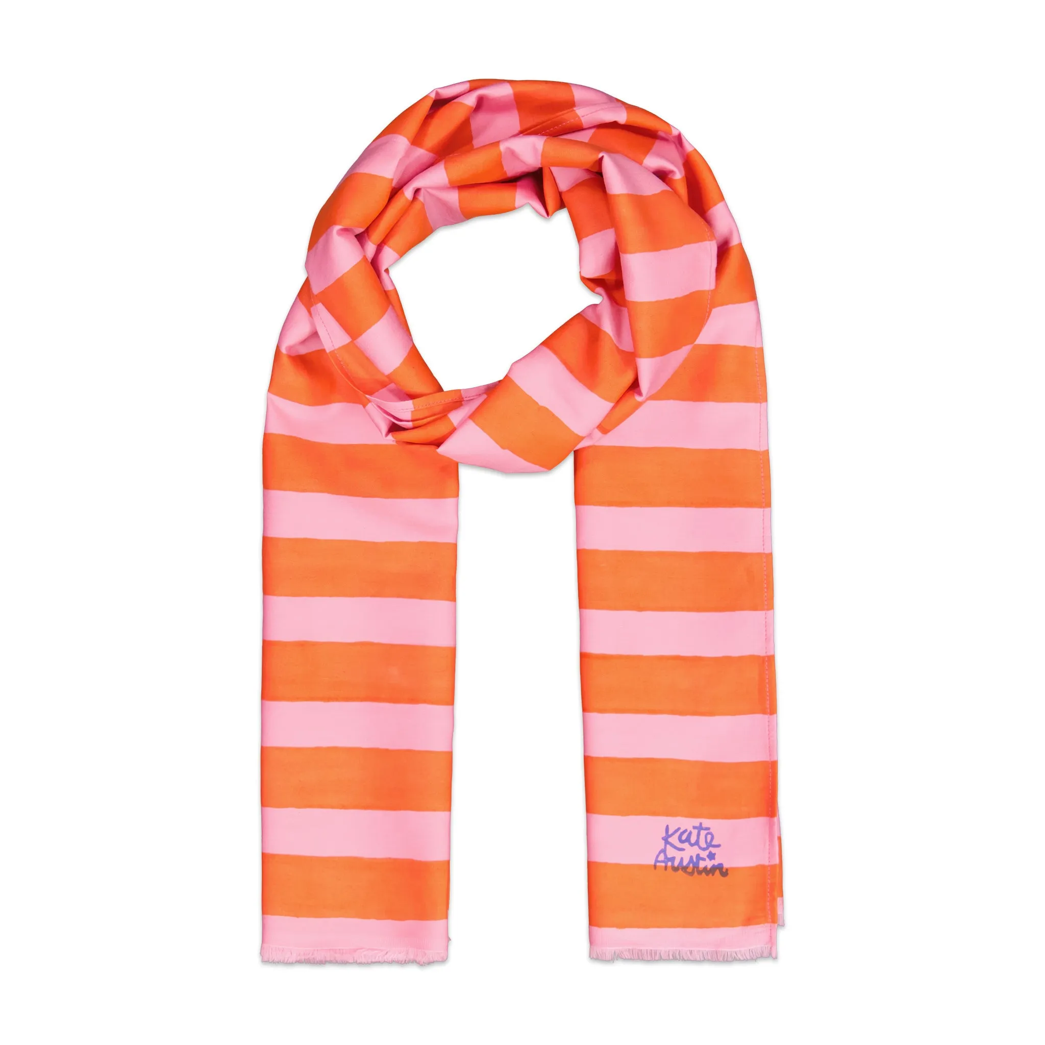 Donna Scarf in Pink Orange Cabana Stripe