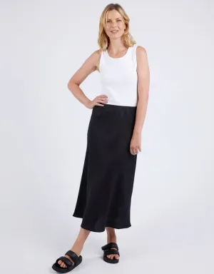 Eleni Bias Linen Skirt Black