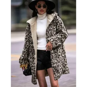 Embrace Luxury Fashion for Women with the Shiny Leopard Hooded Coat