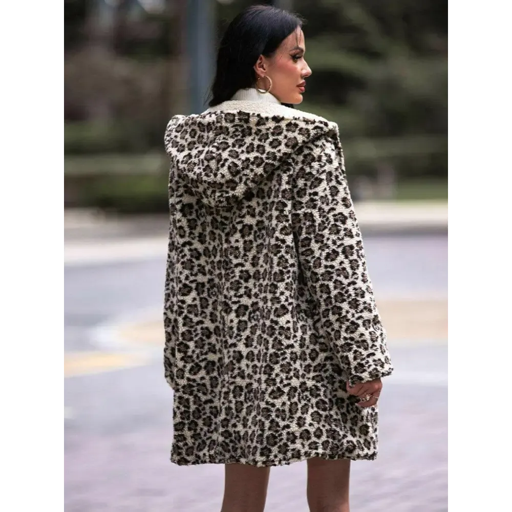 Embrace Luxury Fashion for Women with the Shiny Leopard Hooded Coat