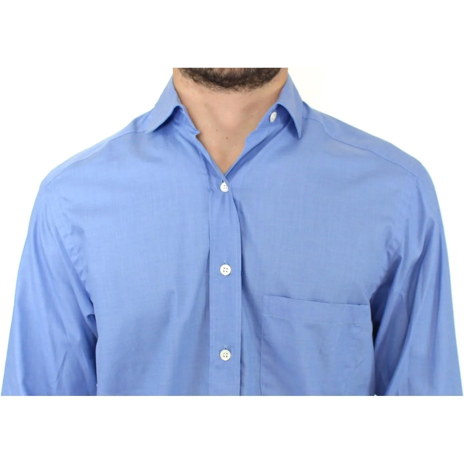 Ermanno Scervino Dapper Blue Cotton Dress Shirt for Men