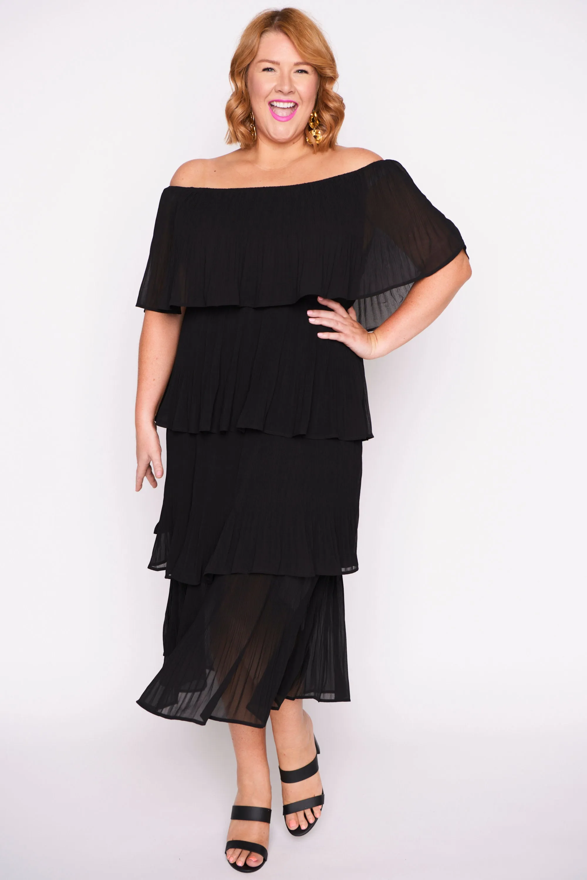 Faire Black Pleated Dress