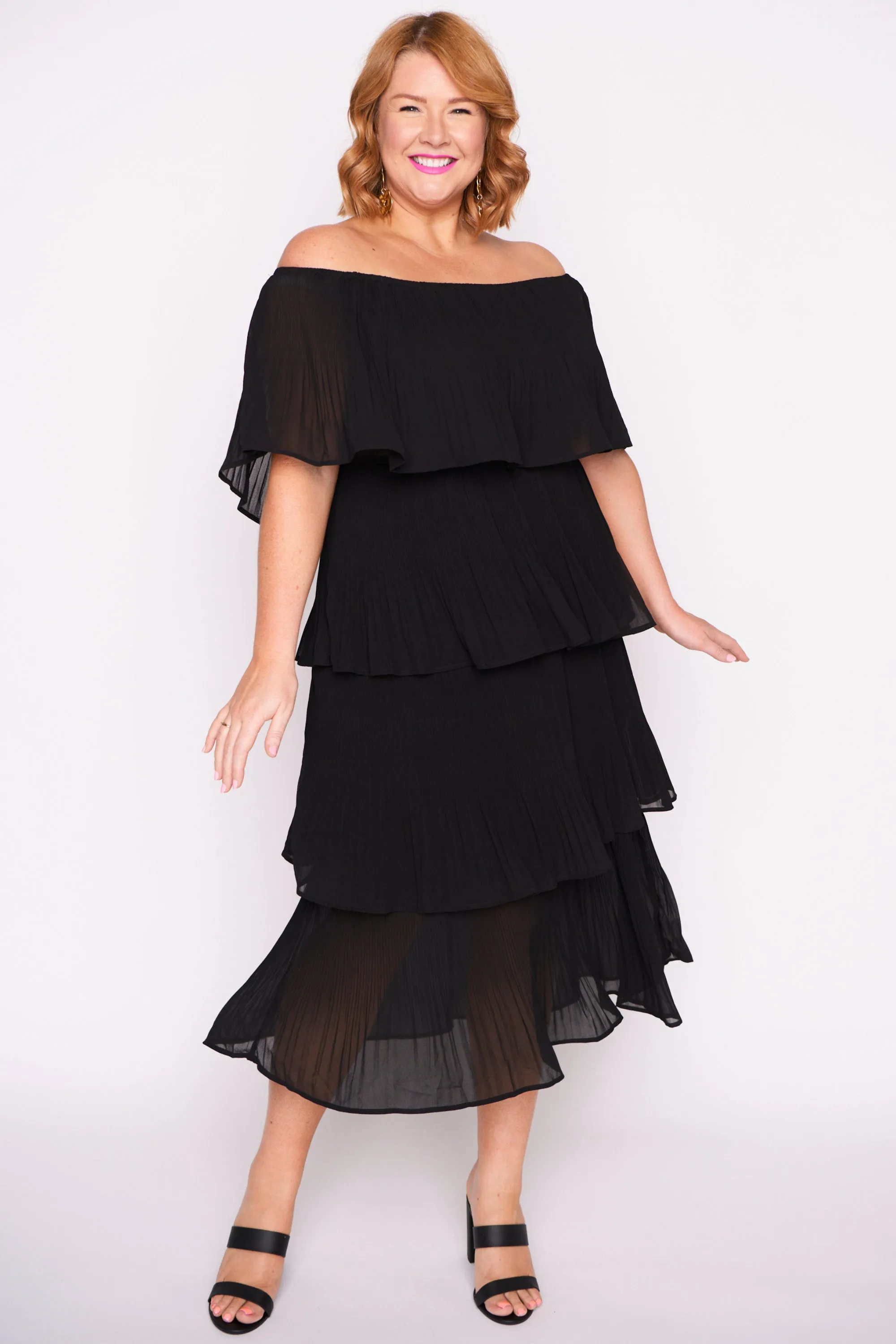 Faire Black Pleated Dress