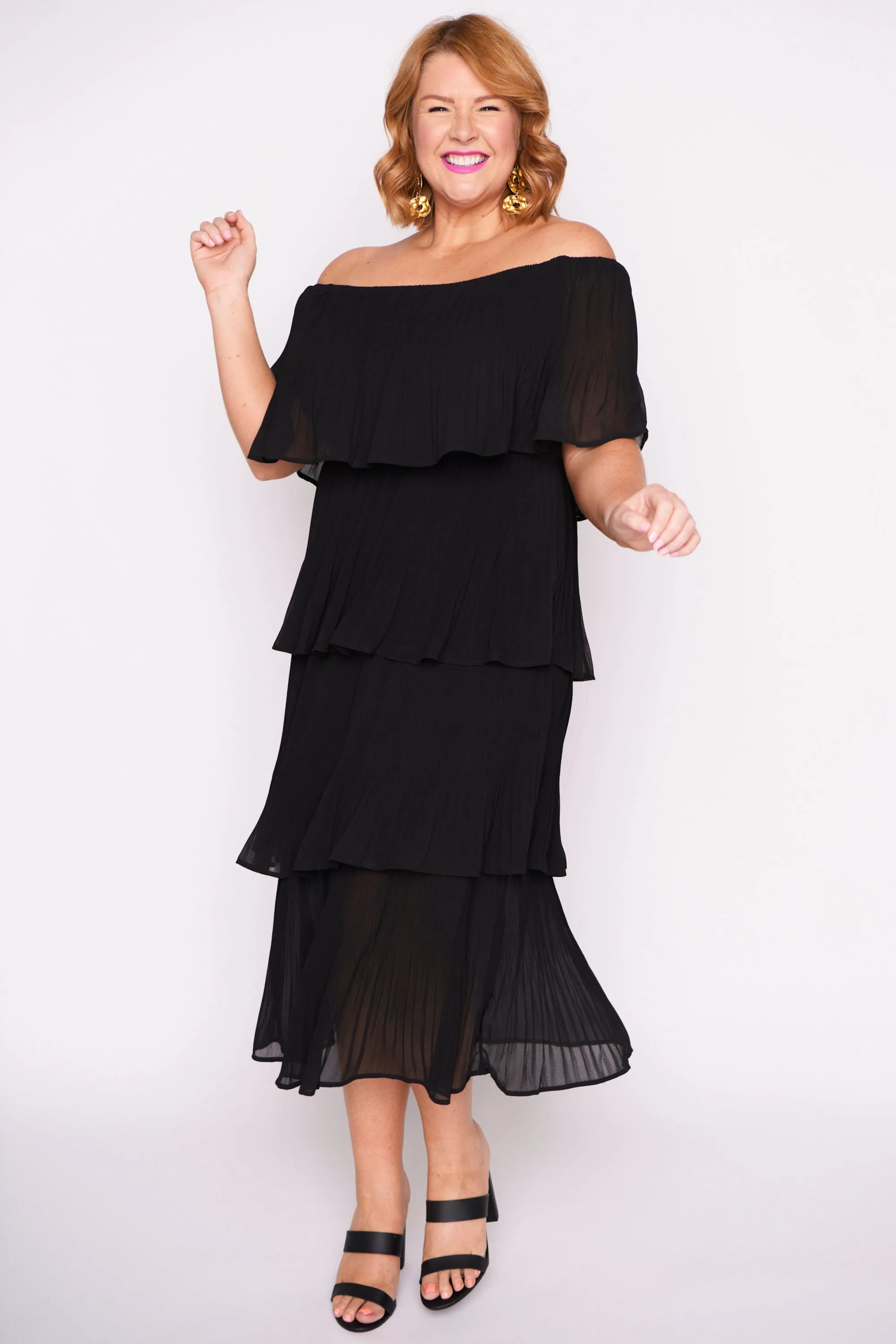 Faire Black Pleated Dress