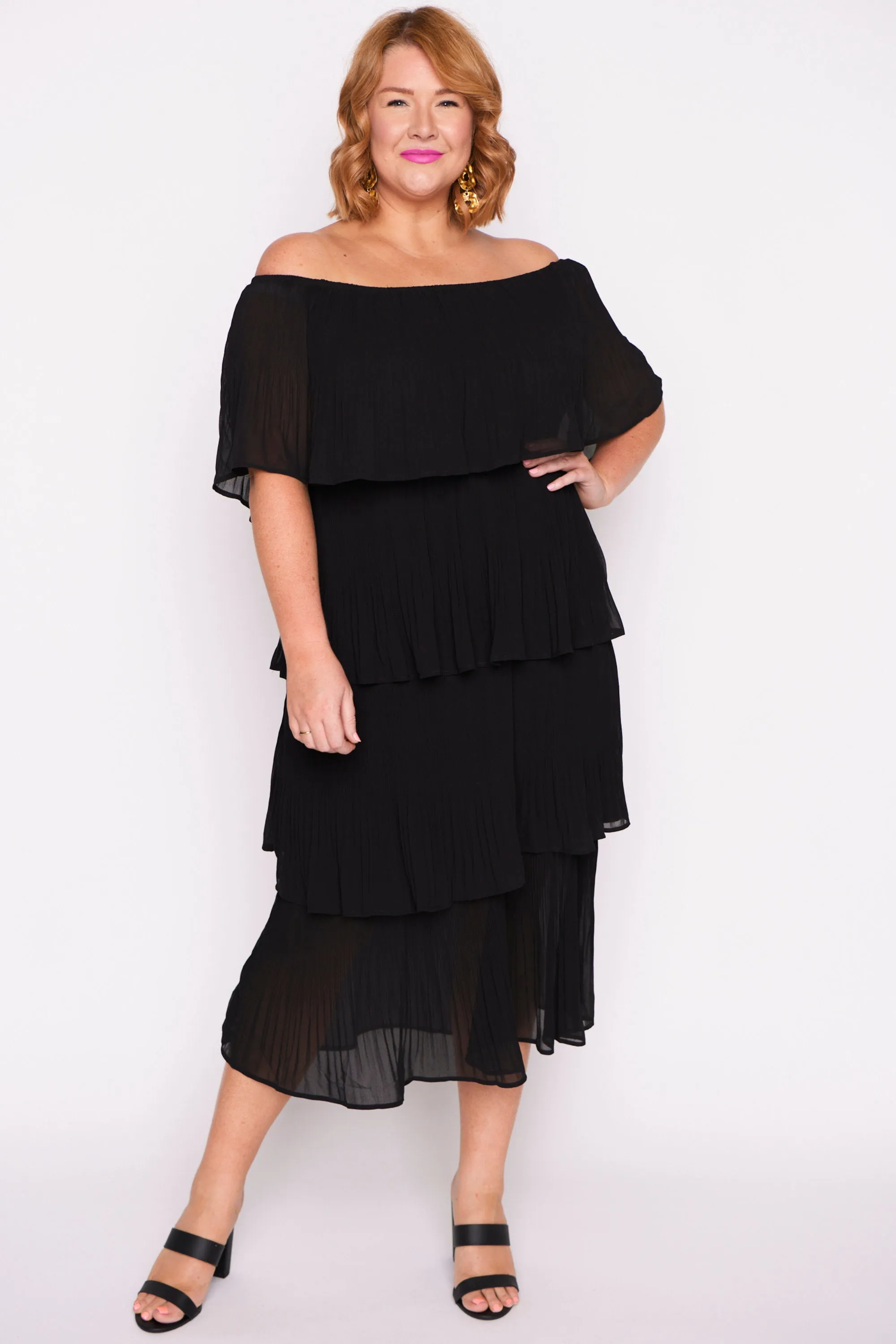 Faire Black Pleated Dress