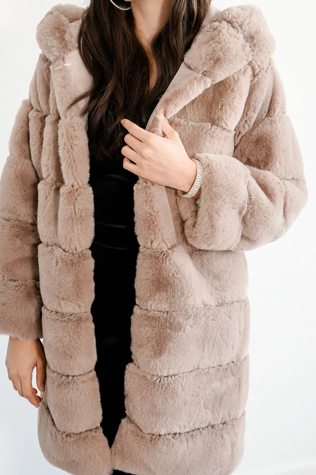 Faux Fur Long Line Coat