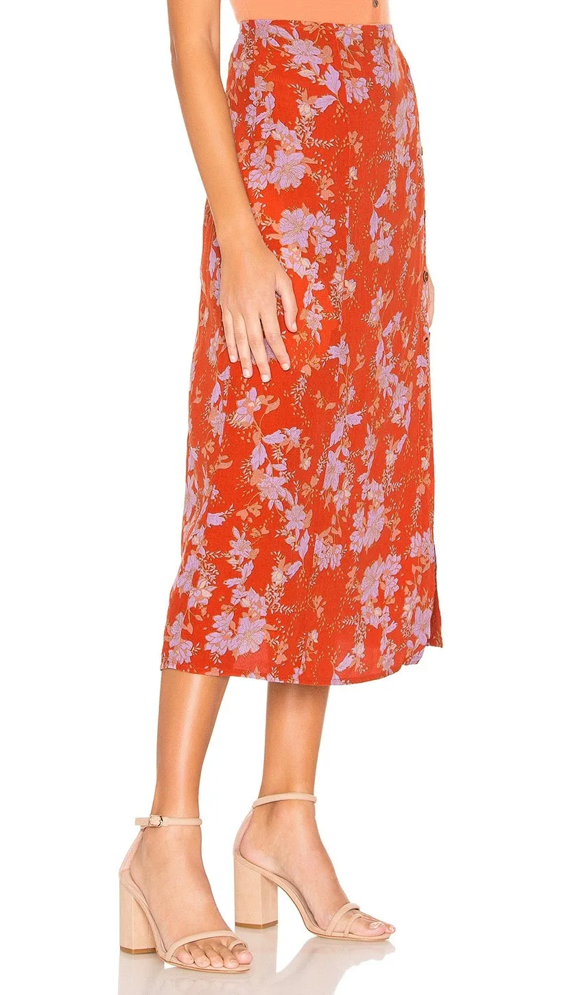 Free People Retro Love Midi Skirt Burnt Orange