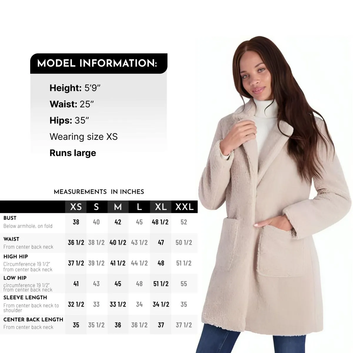 French Connection Women's Faux Shearling Teddy Lapel Midi Coat