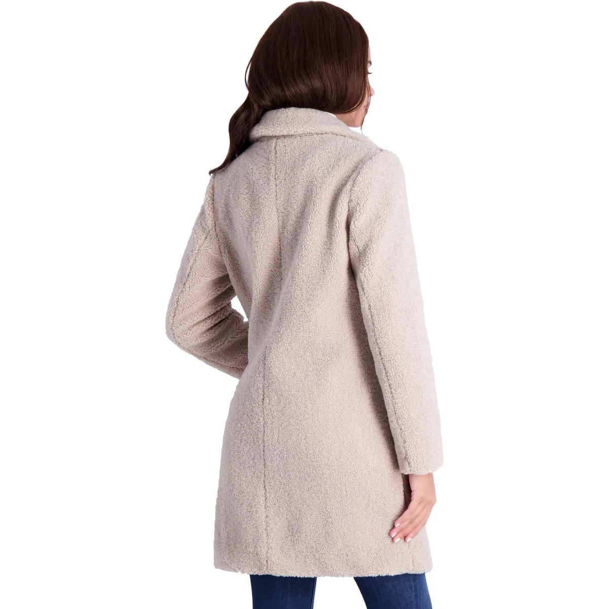 French Connection Women's Faux Shearling Teddy Lapel Midi Coat