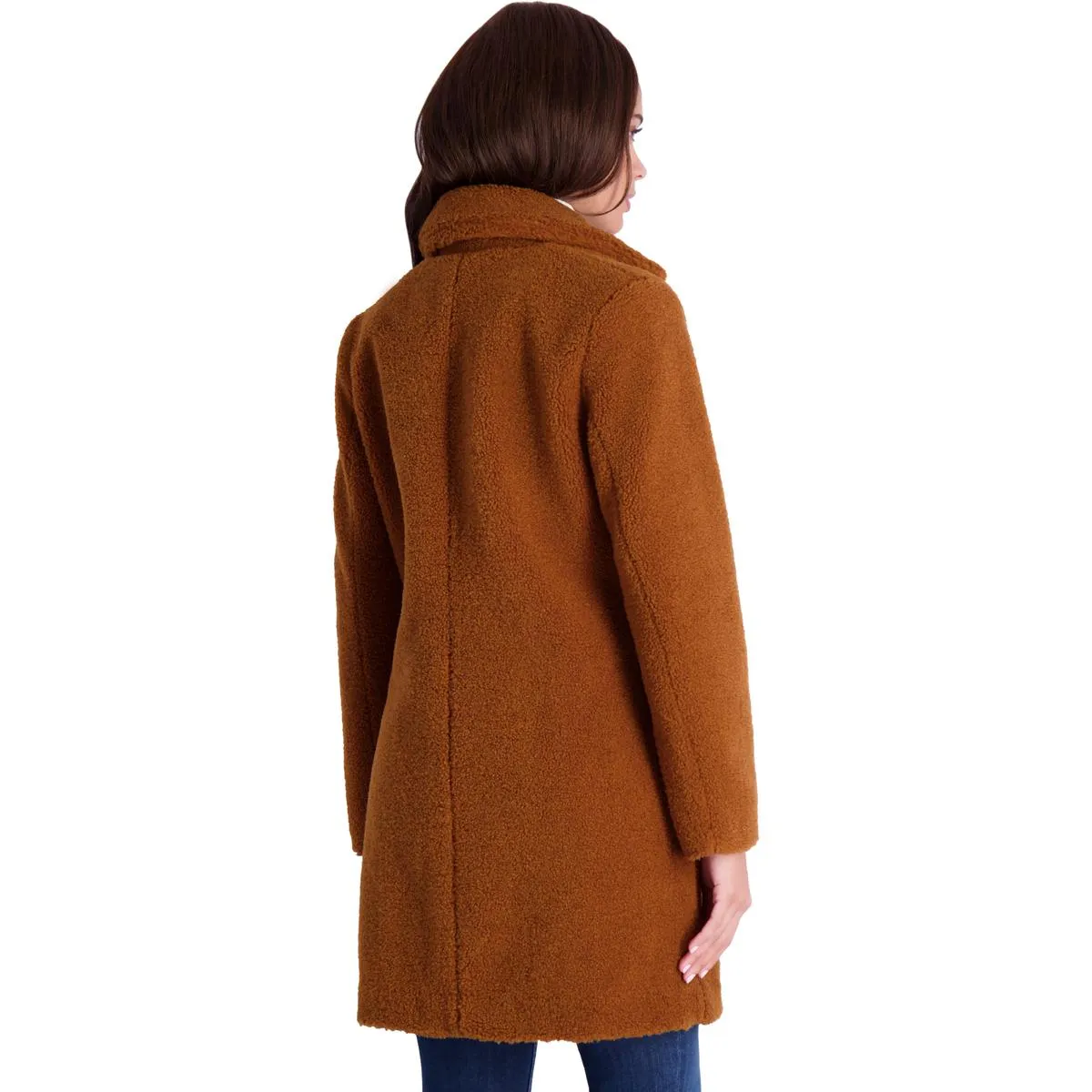 French Connection Women's Faux Shearling Teddy Lapel Midi Coat