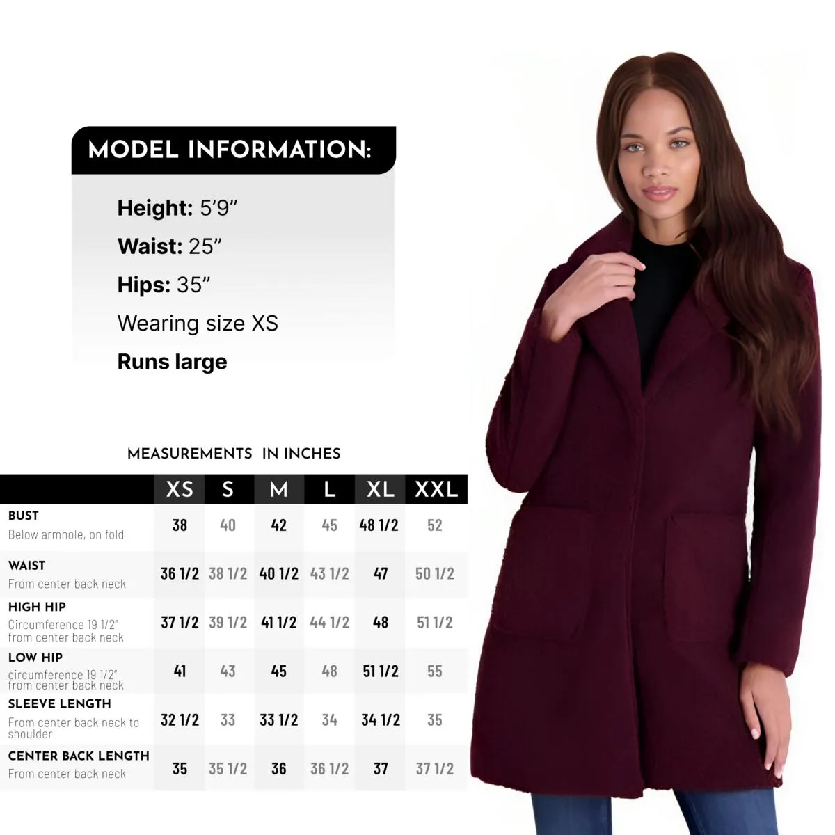 French Connection Women's Faux Shearling Teddy Lapel Midi Coat