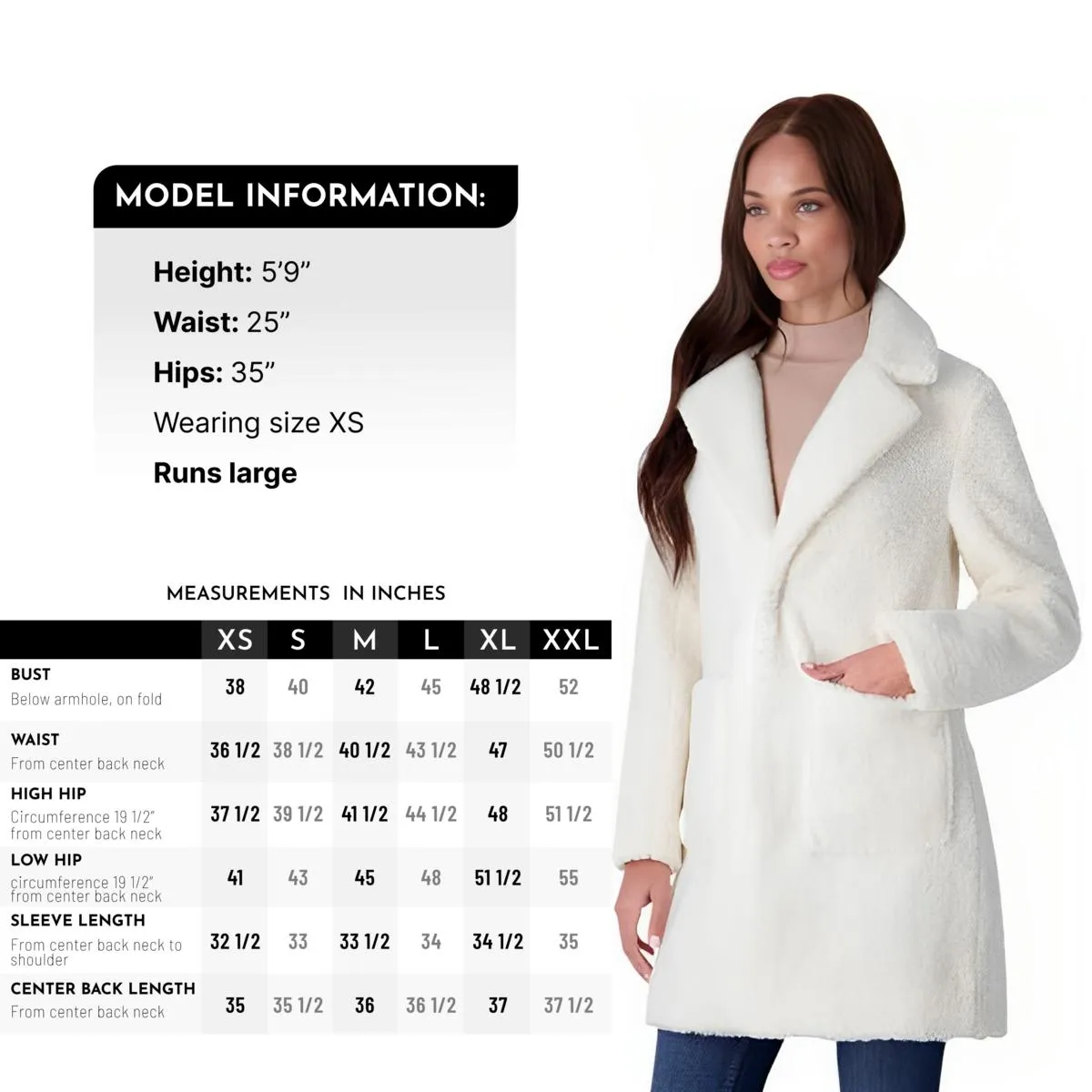 French Connection Women's Faux Shearling Teddy Lapel Midi Coat