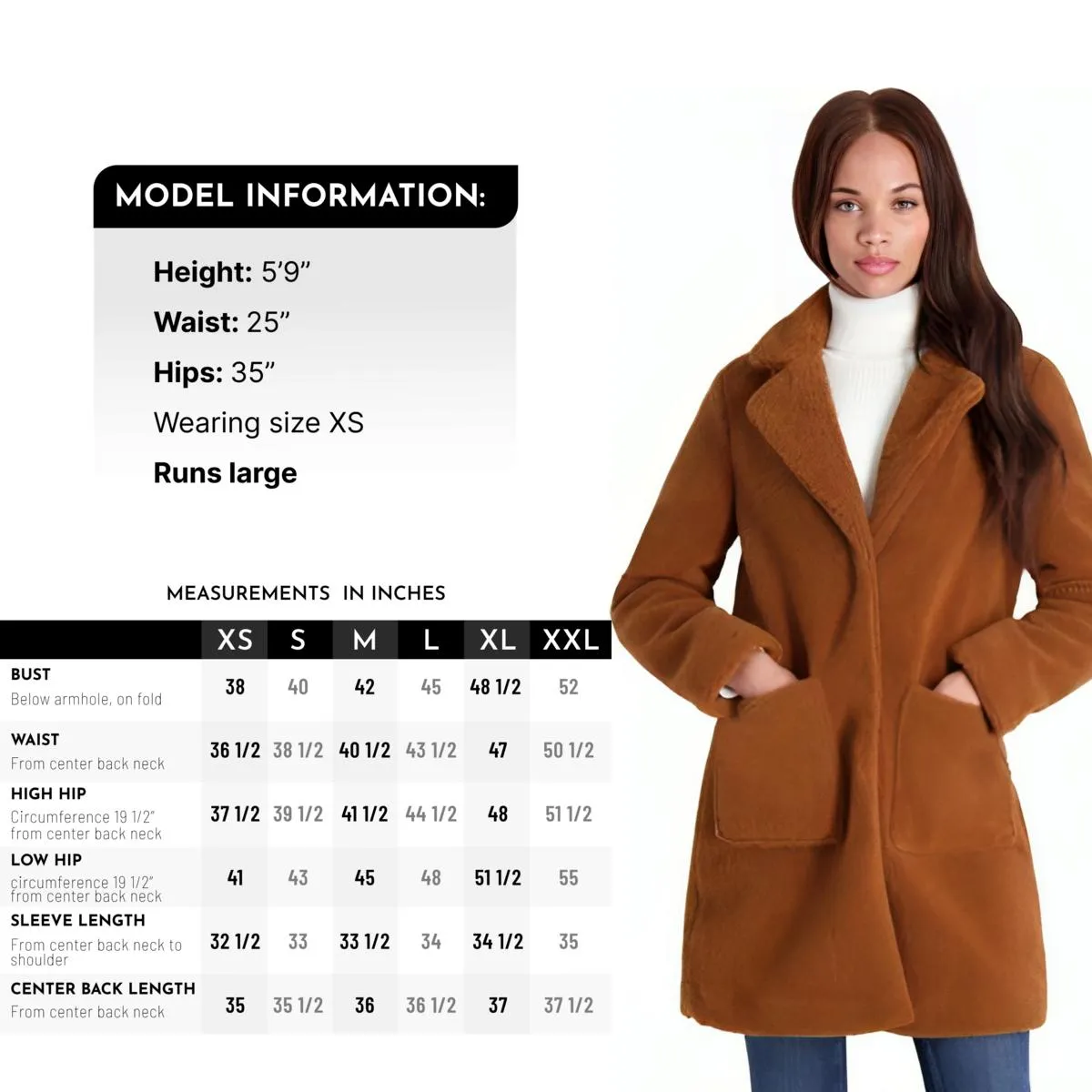 French Connection Women's Faux Shearling Teddy Lapel Midi Coat