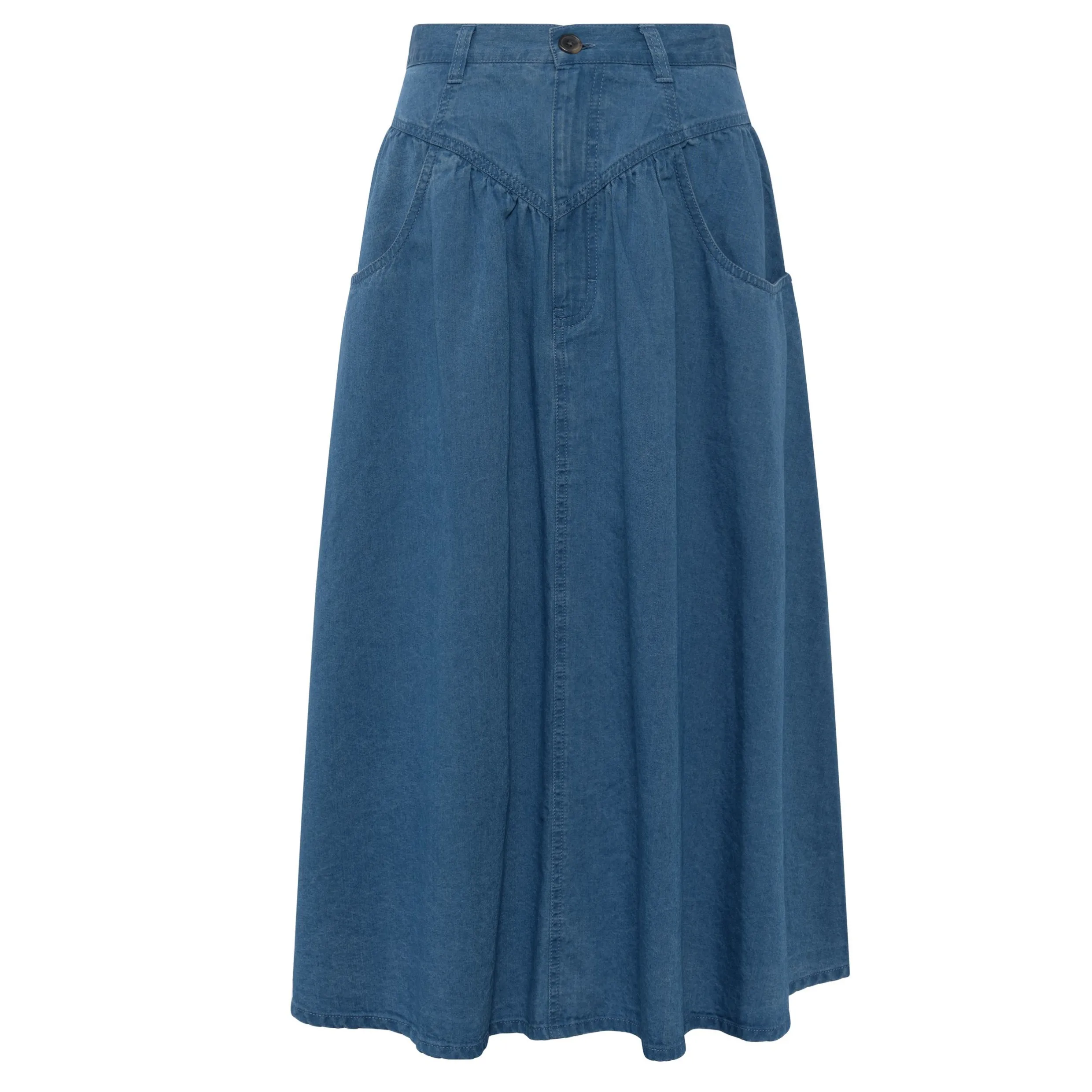 French Connection ZAVES CHAMBRAY MIDI SKIRT 73SAD