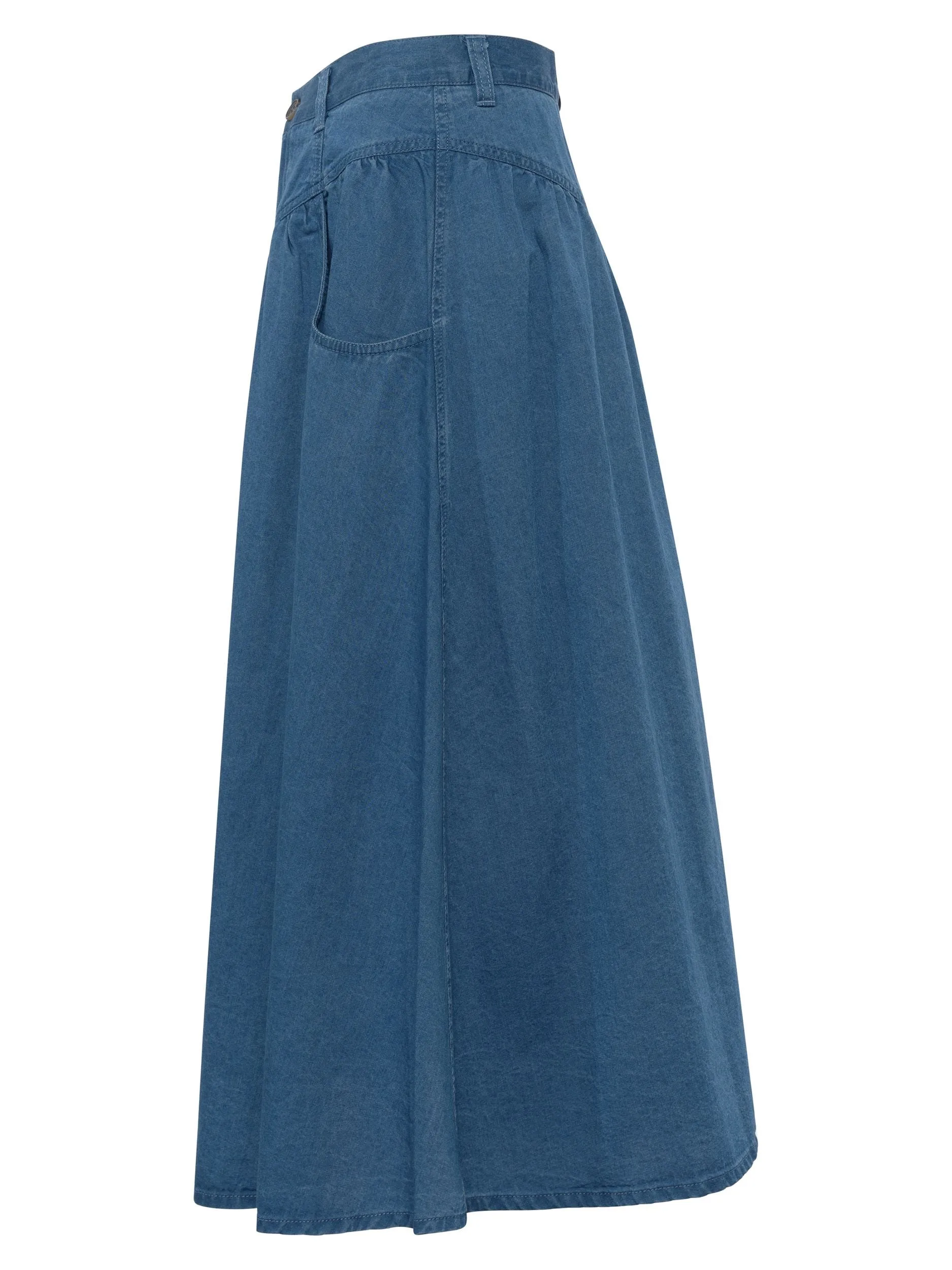 French Connection ZAVES CHAMBRAY MIDI SKIRT 73SAD