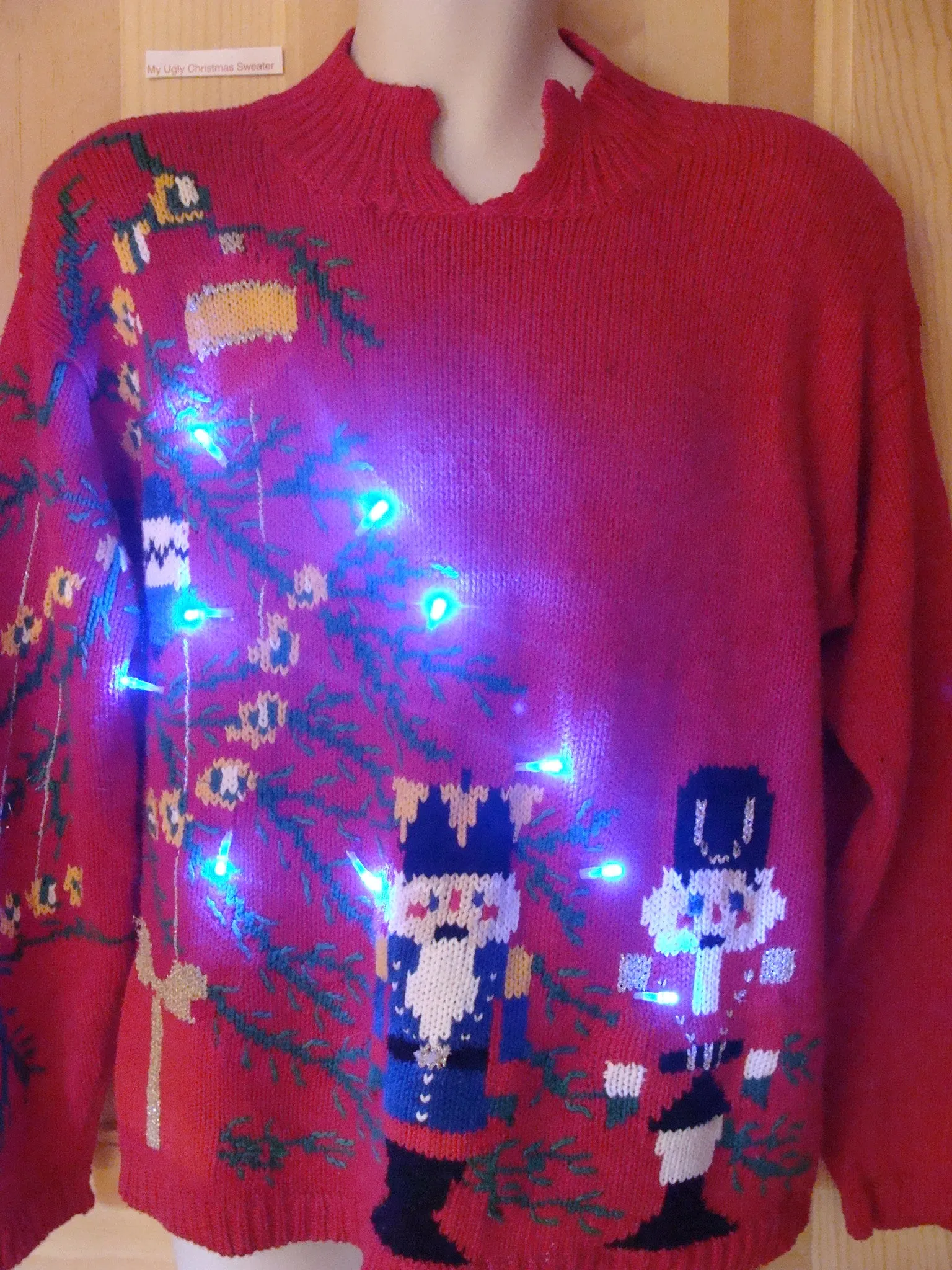 Funny 80s Christmas Sweater with Lights Nutcrackers