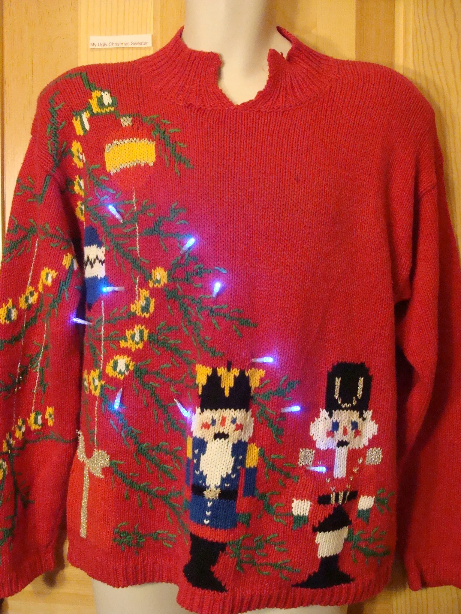 Funny 80s Christmas Sweater with Lights Nutcrackers