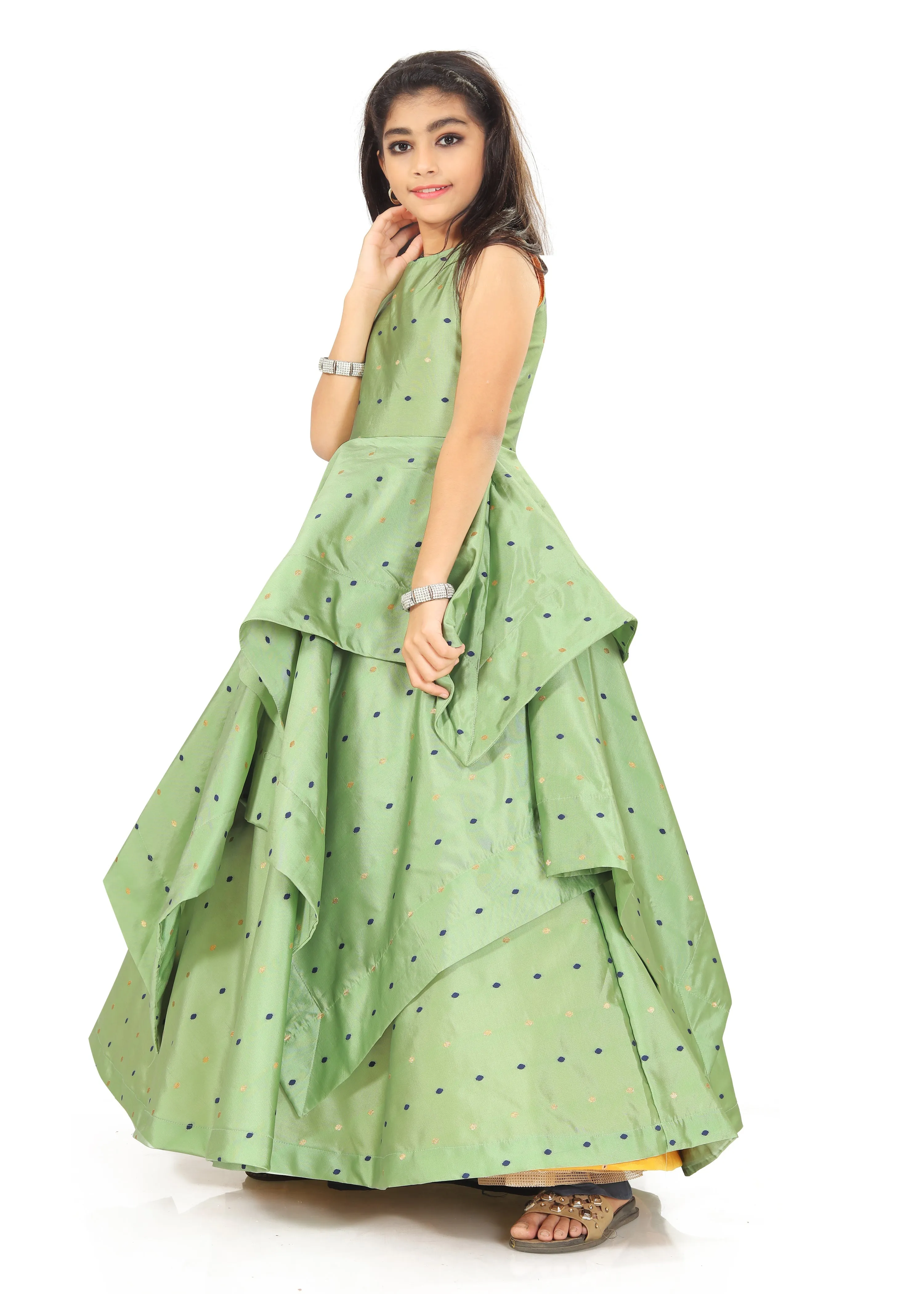 Girls Traditional Pista Gown Dress Kids