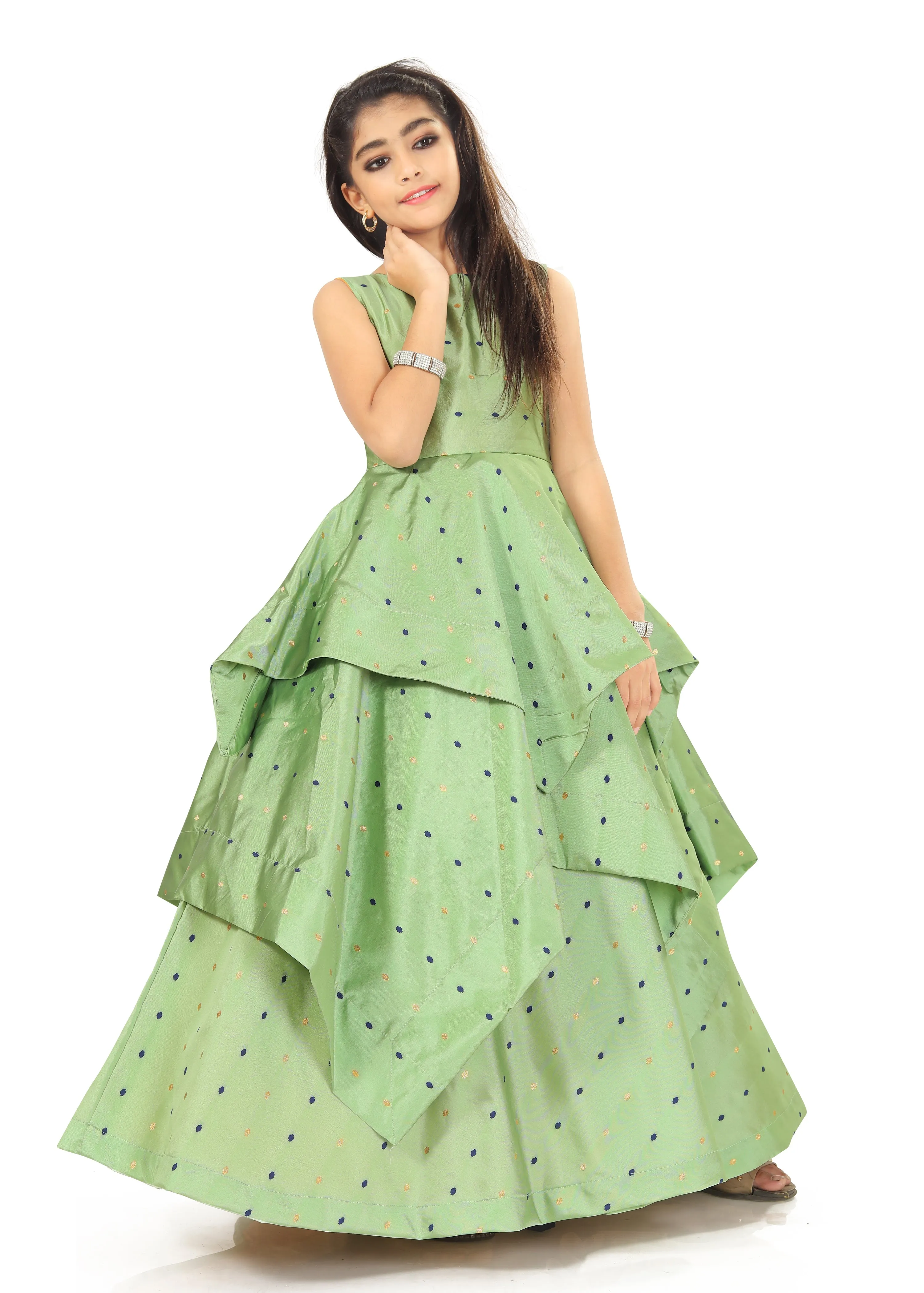 Girls Traditional Pista Gown Dress Kids