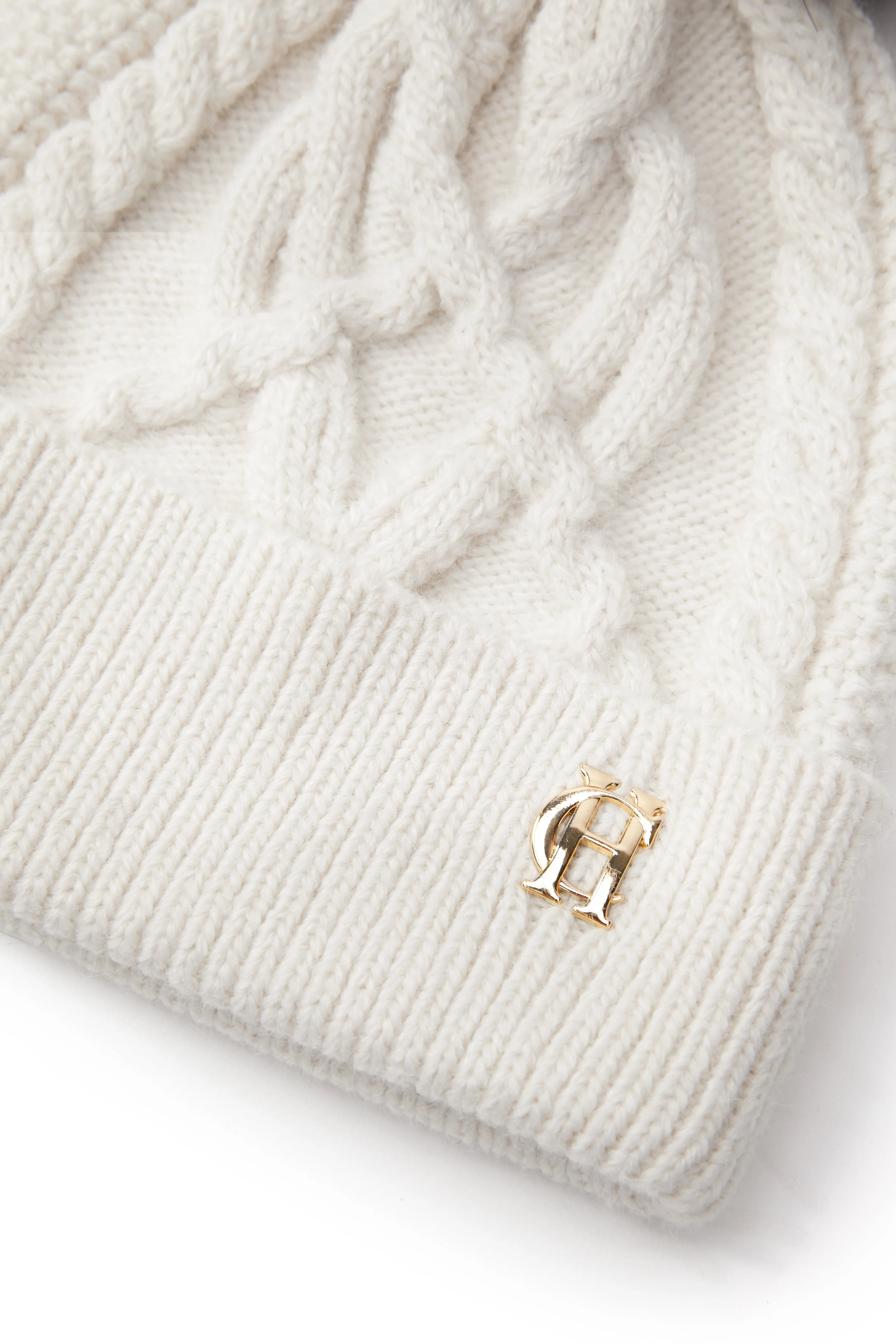 Holland Cooper Cortina Ladies Bobble Hat in Cream