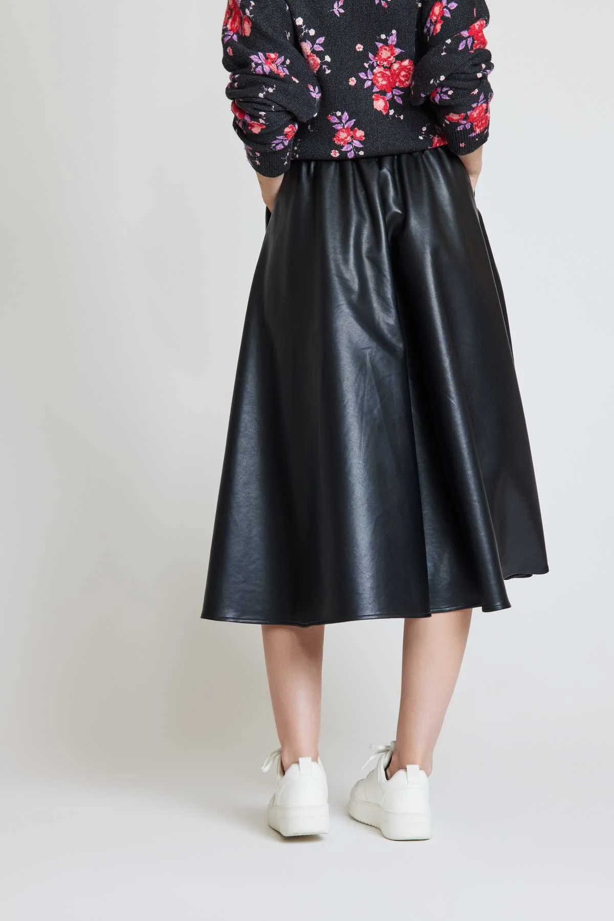 Honorine Vegan  Leather Midi Skirt