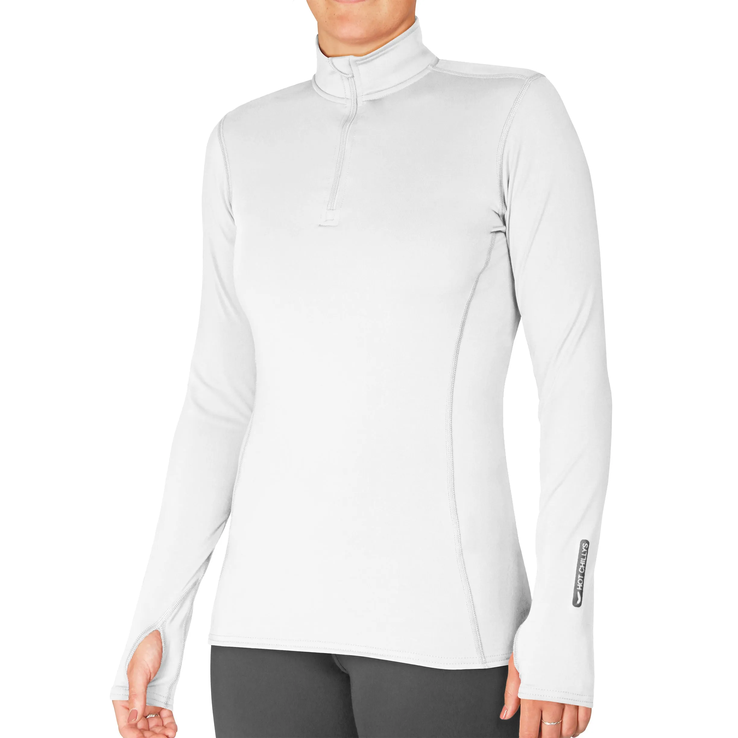 Hot Chillys Women Micro-Elite Chamois Solid Zip-T Midweight Body Fit Base Layer