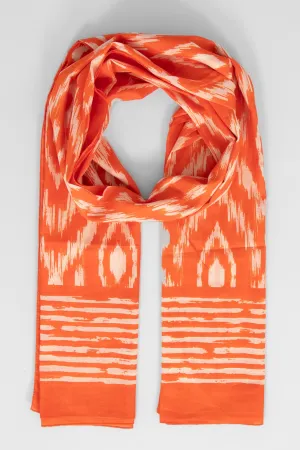 Indie Lightweight Cotton Scarf - Orange, Aztec