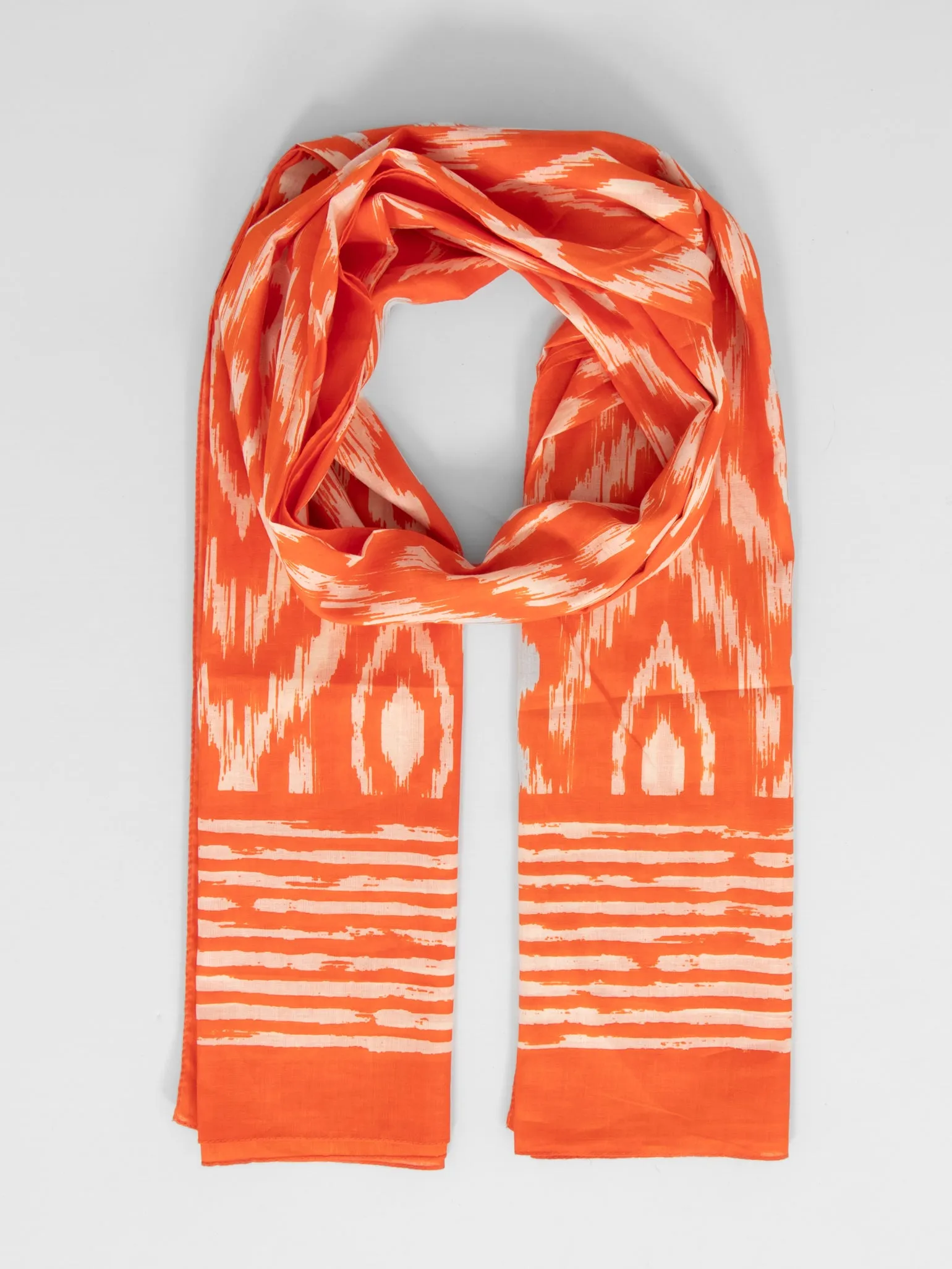 Indie Lightweight Cotton Scarf - Orange, Aztec