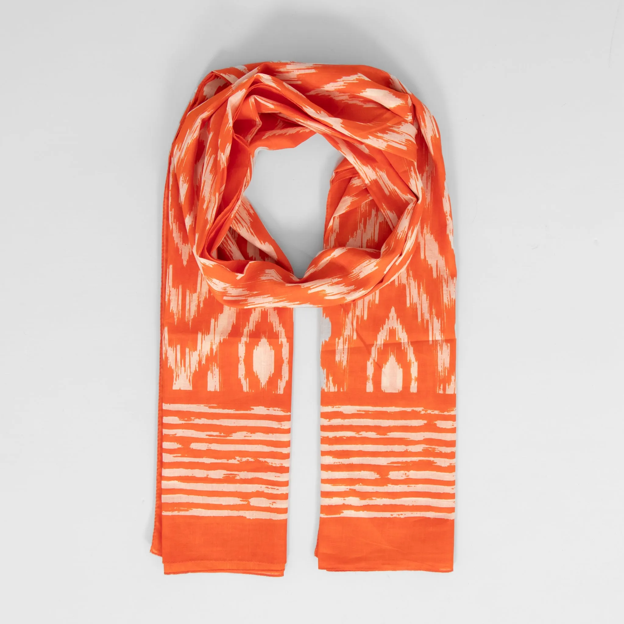 Indie Lightweight Cotton Scarf - Orange, Aztec