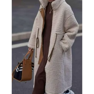 Indulge in Luxury Fashion for Women with the Size Drawstring Sherpa Coat