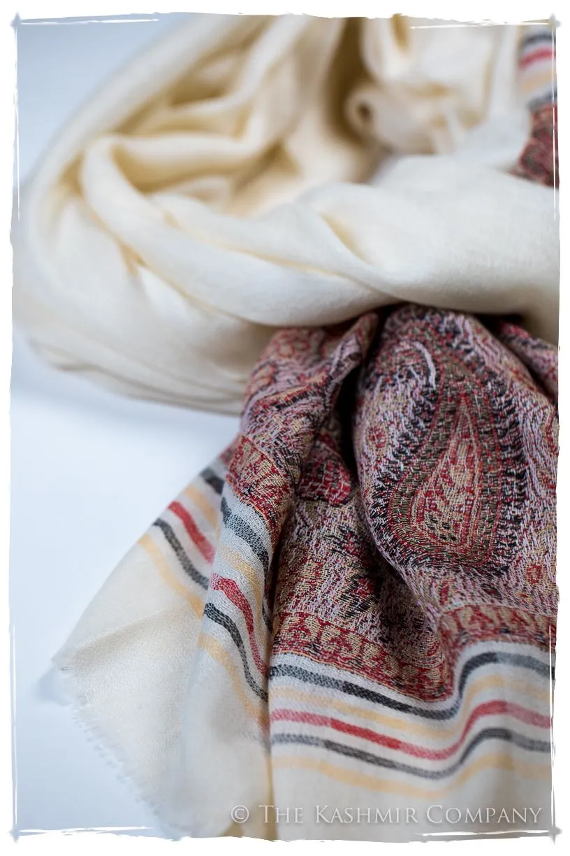 Isabella Frontière Ivory Kashmir Wool Scarf