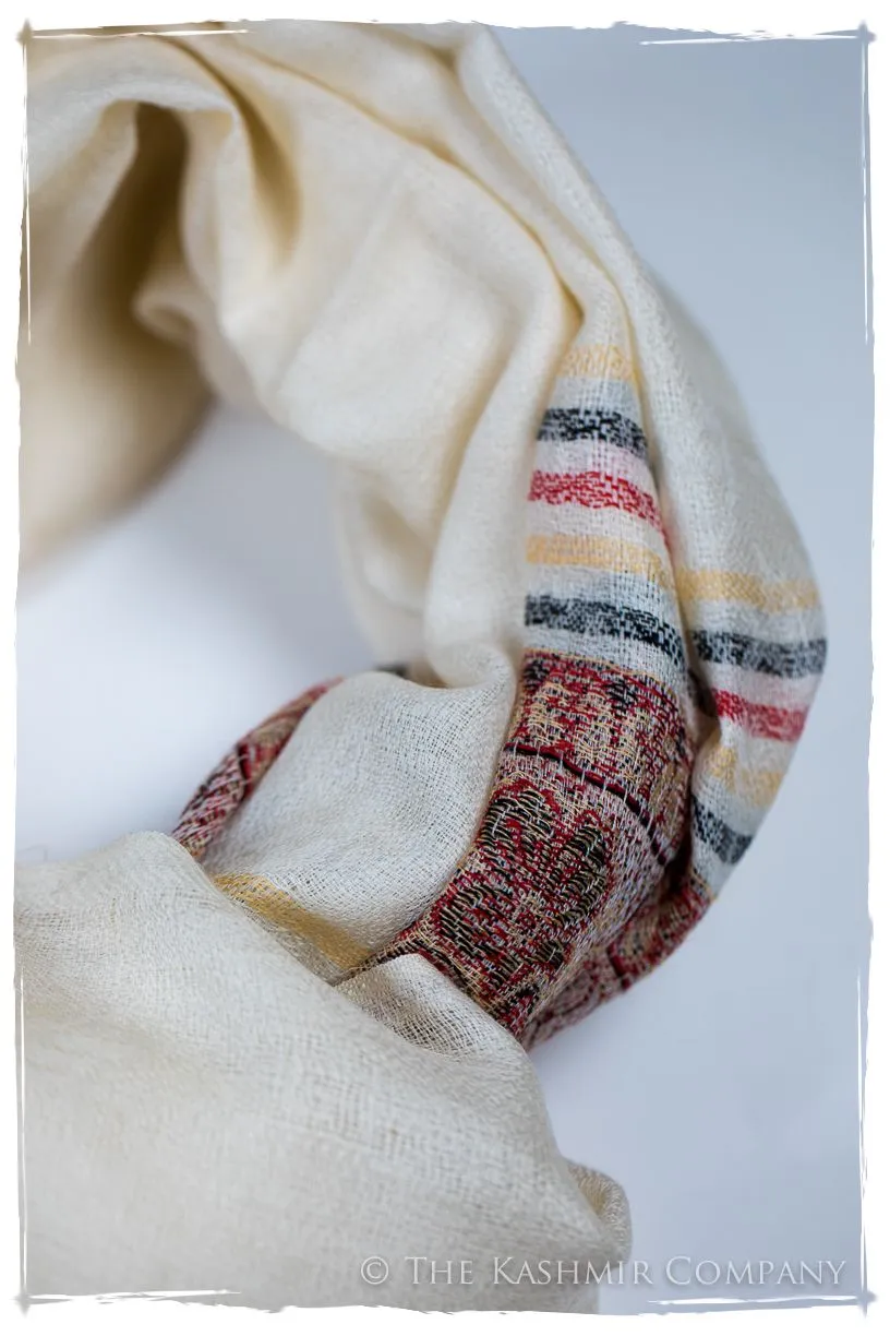 Isabella Frontière Ivory Kashmir Wool Scarf