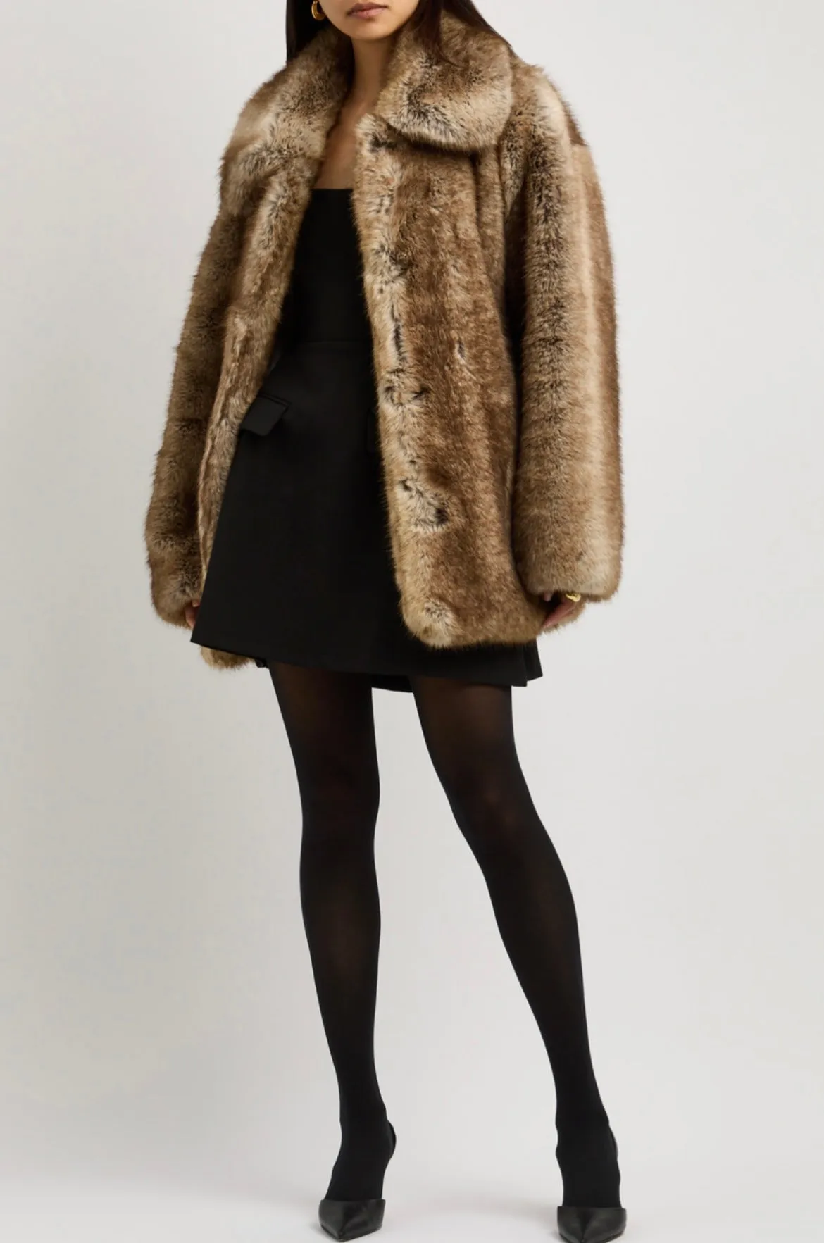 Jakke Rosemary Faux Fur Coat - Brown Fox