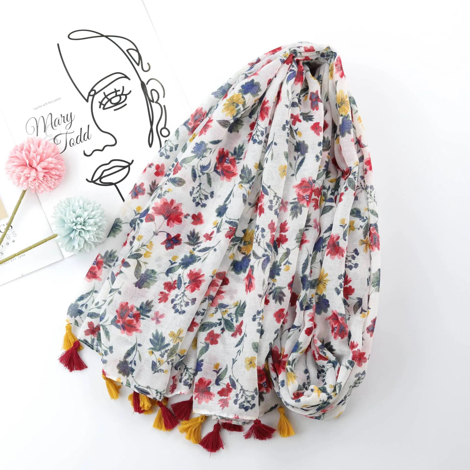 JY220307 floral printed Encryption voile scarf