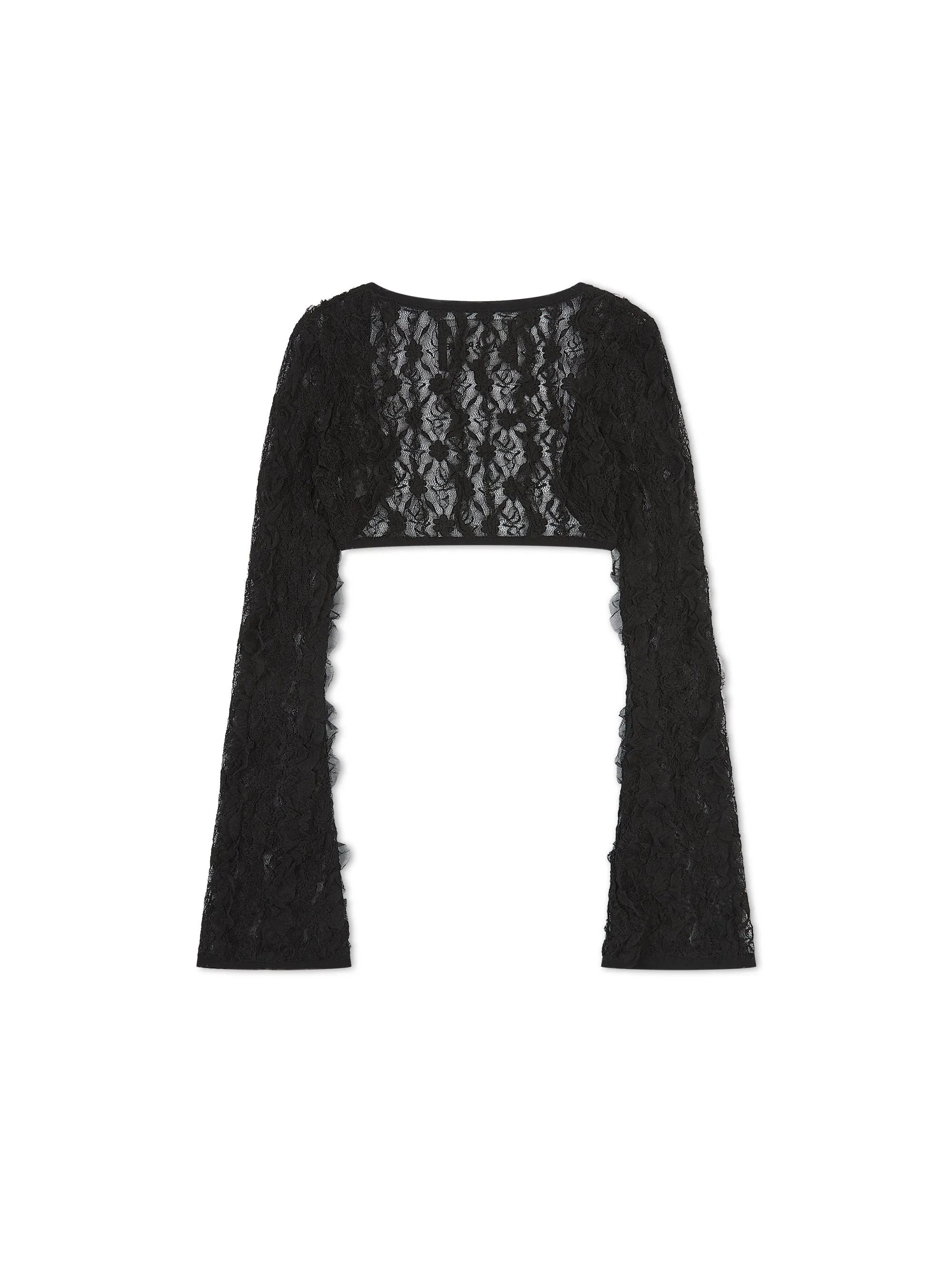 'KRISTINA' LONG SLEEVE LACE SHRUG BLACK