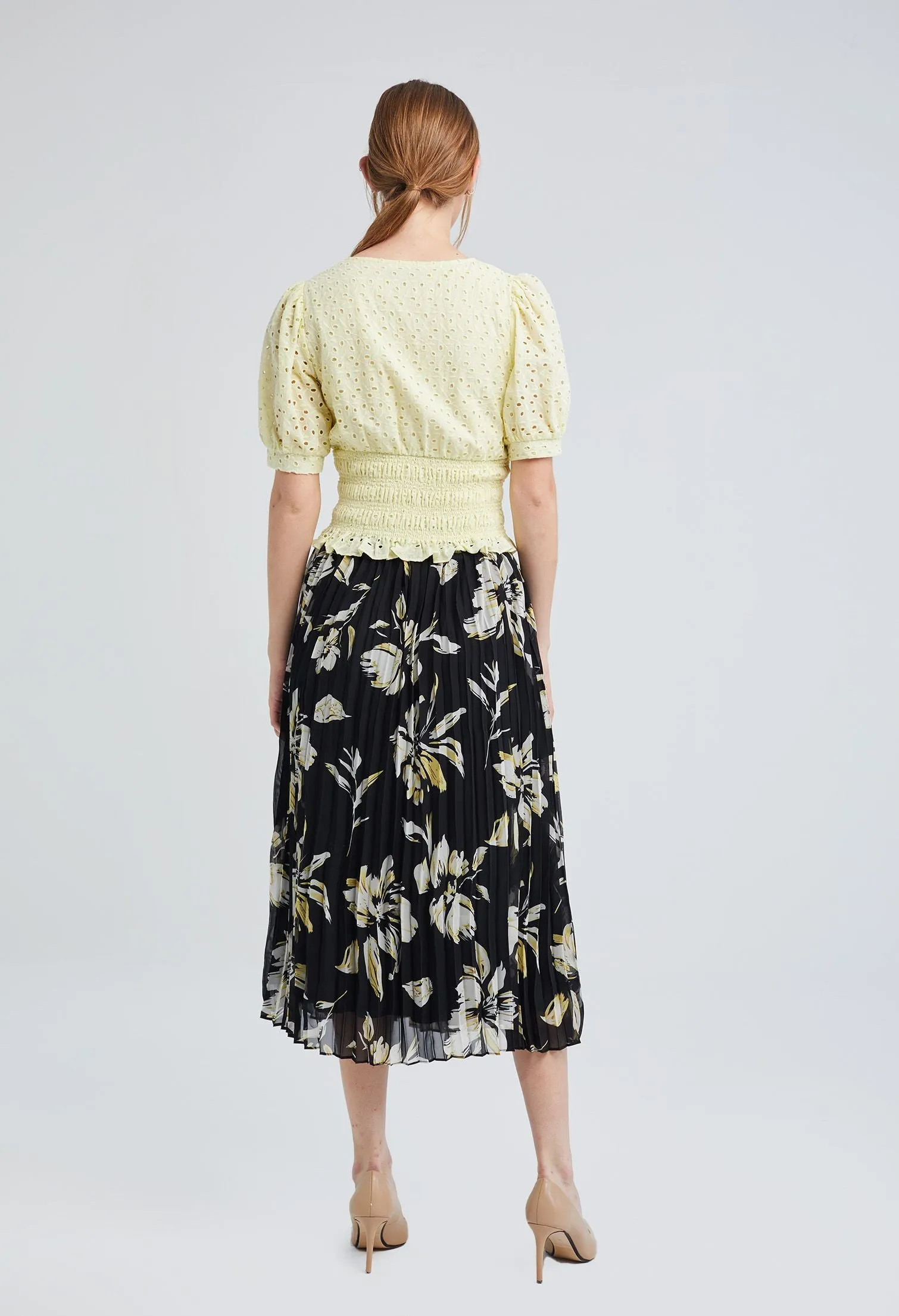 Leafy Pleated Chiffon Skirt