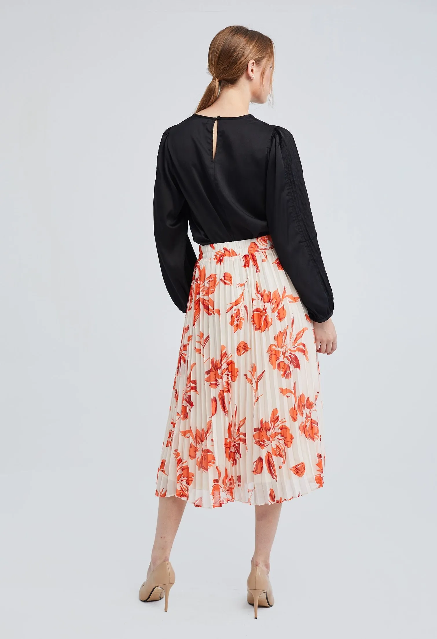 Leafy Pleated Chiffon Skirt