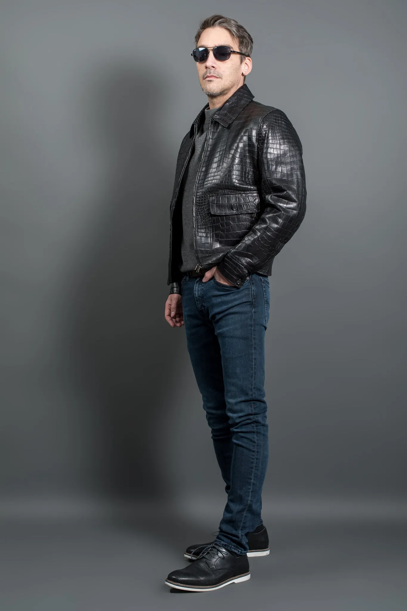 Leather Crocodile men's jacket luxury