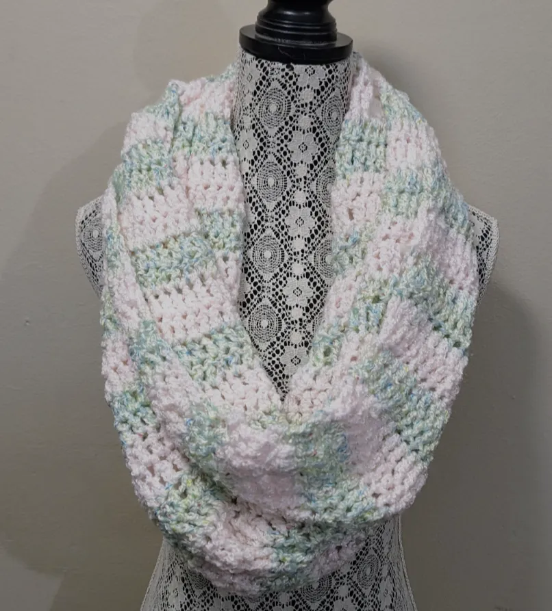 Light Pink and Sage Infinity Scarf