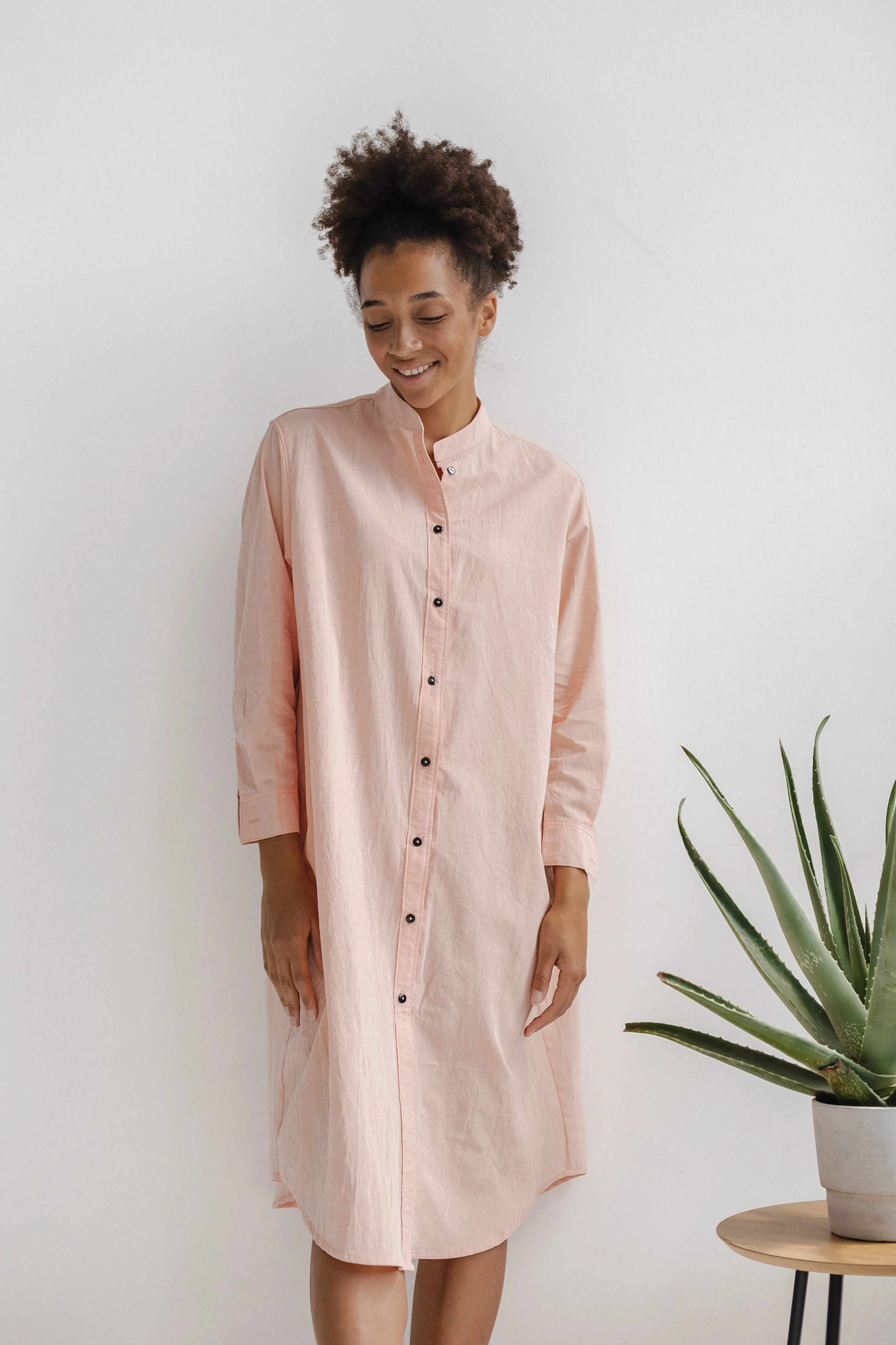 Long Sleeve Sleepdress — Pastel Pink