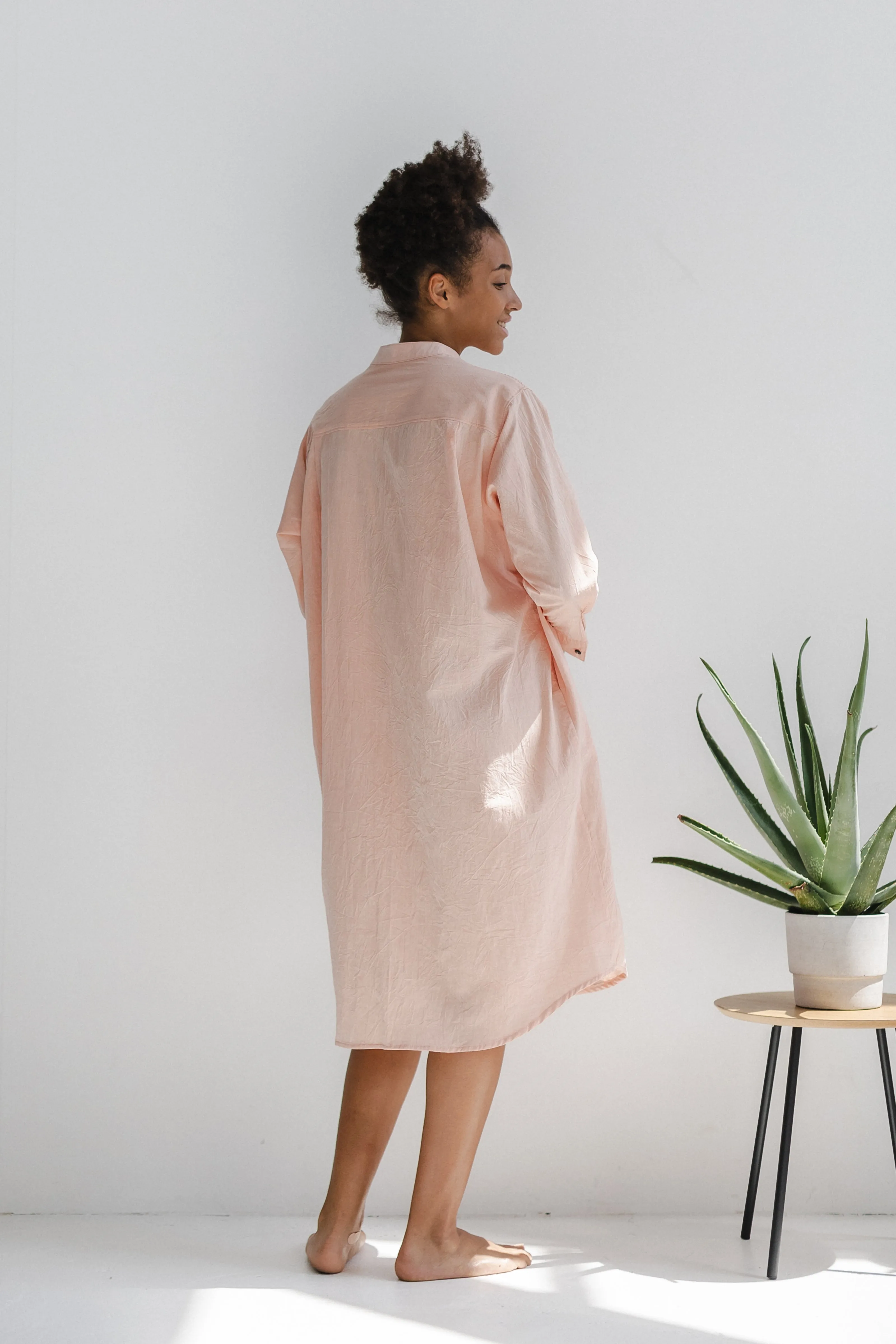 Long Sleeve Sleepdress — Pastel Pink