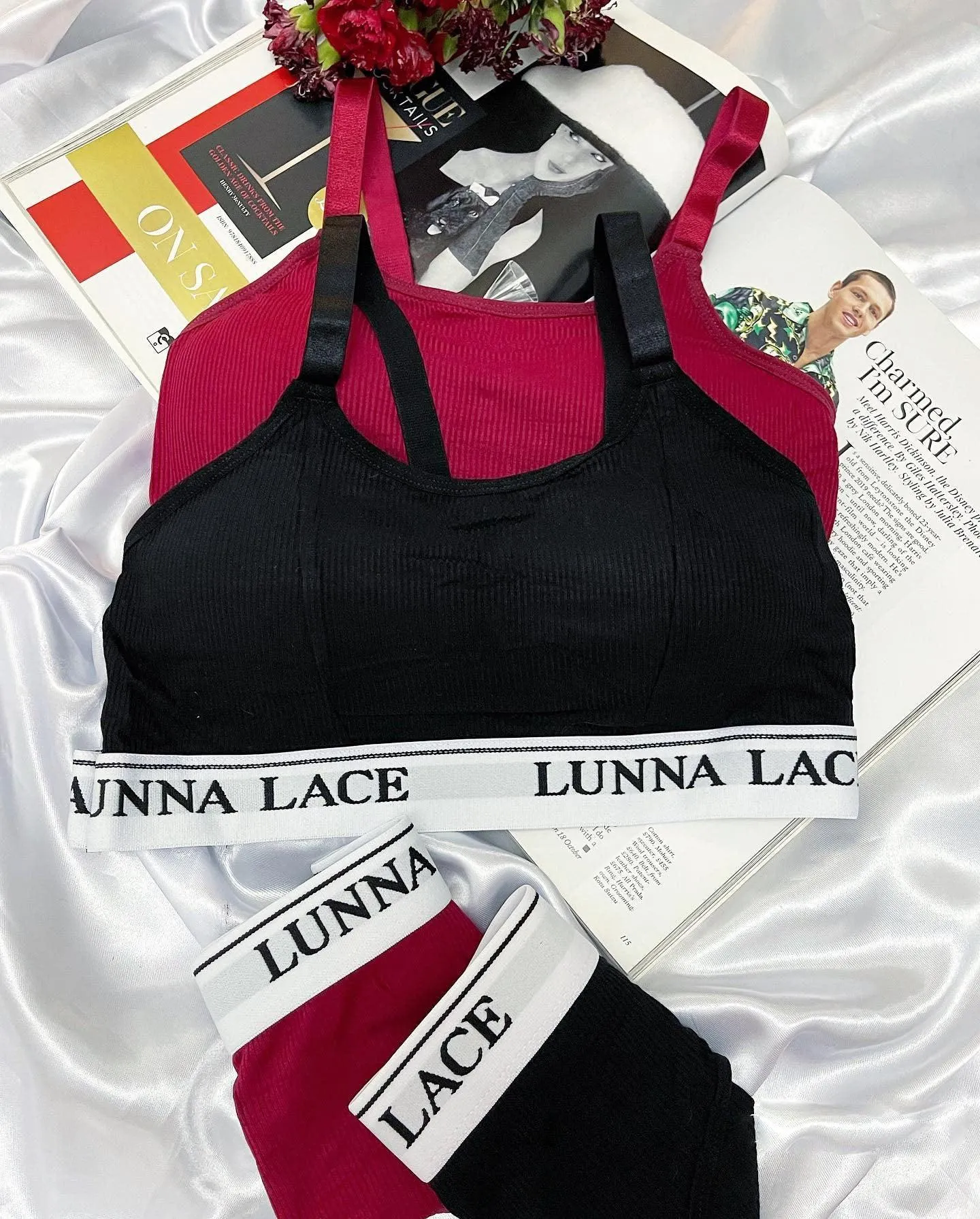 Lunna Lace Cotton Sports Fitness Bra & Underwear Set - VS8813#