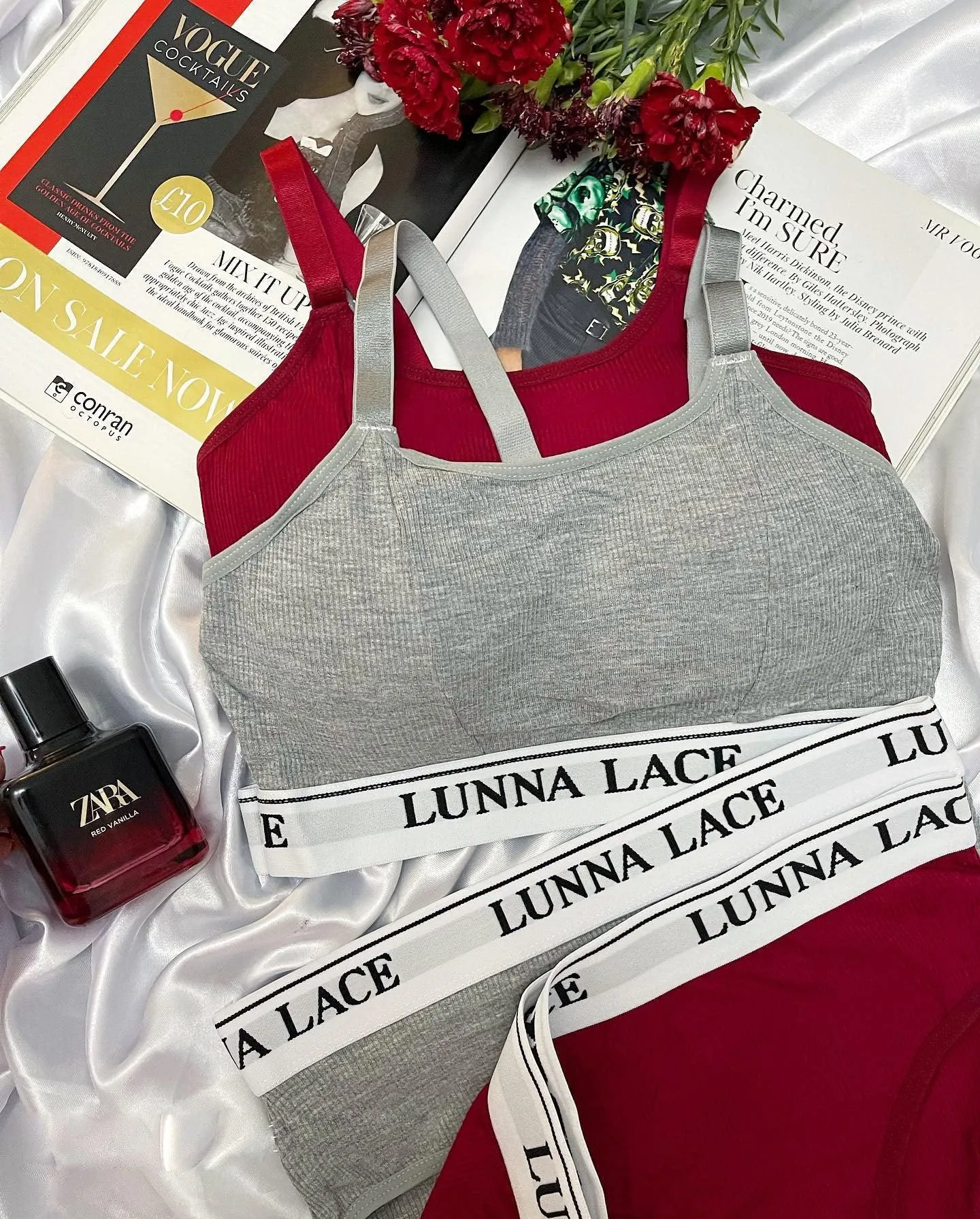 Lunna Lace Cotton Sports Fitness Bra & Underwear Set - VS8813#