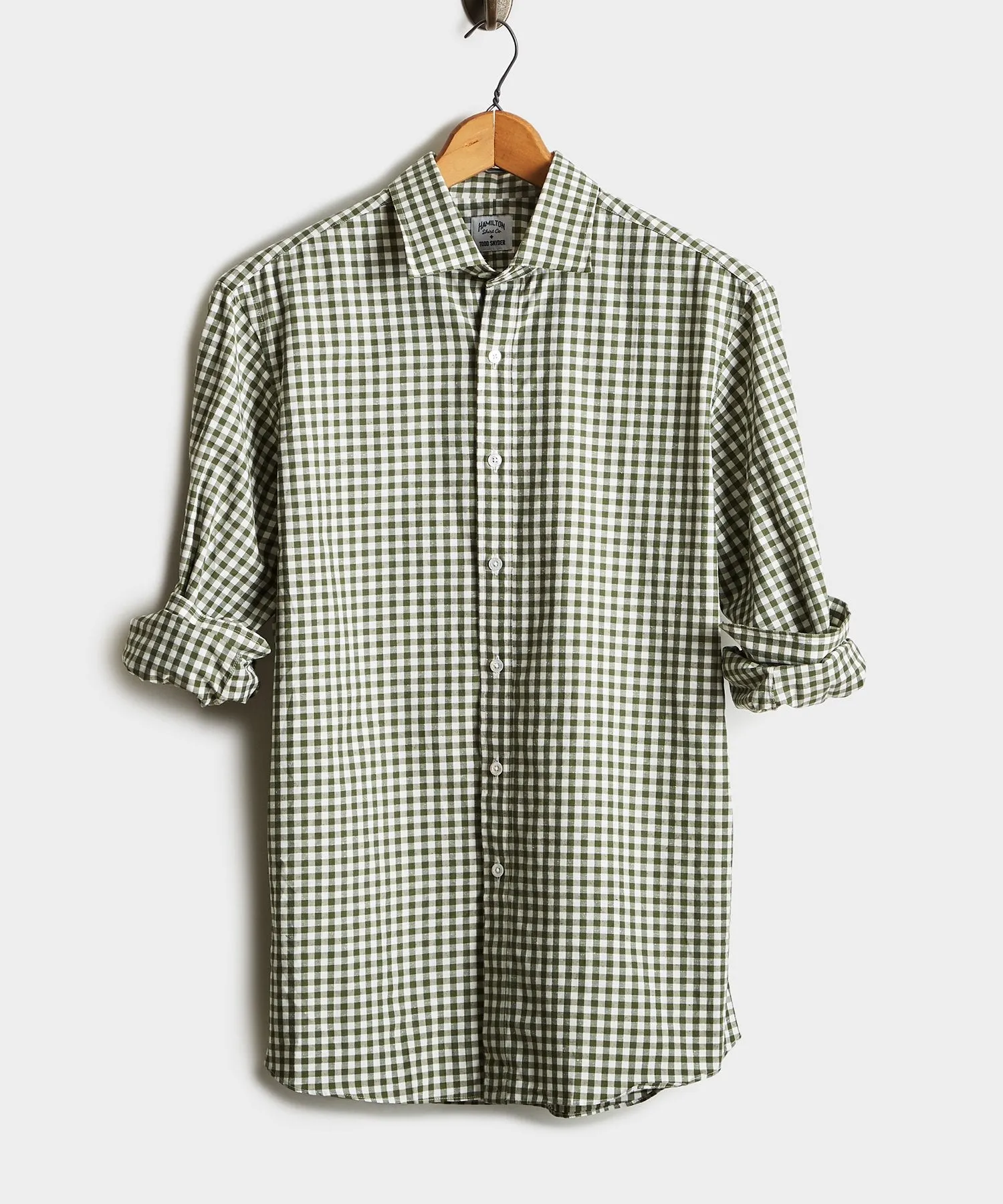 Made in the USA Hamilton   Todd Snyder Gingham Plaid Shirt Green