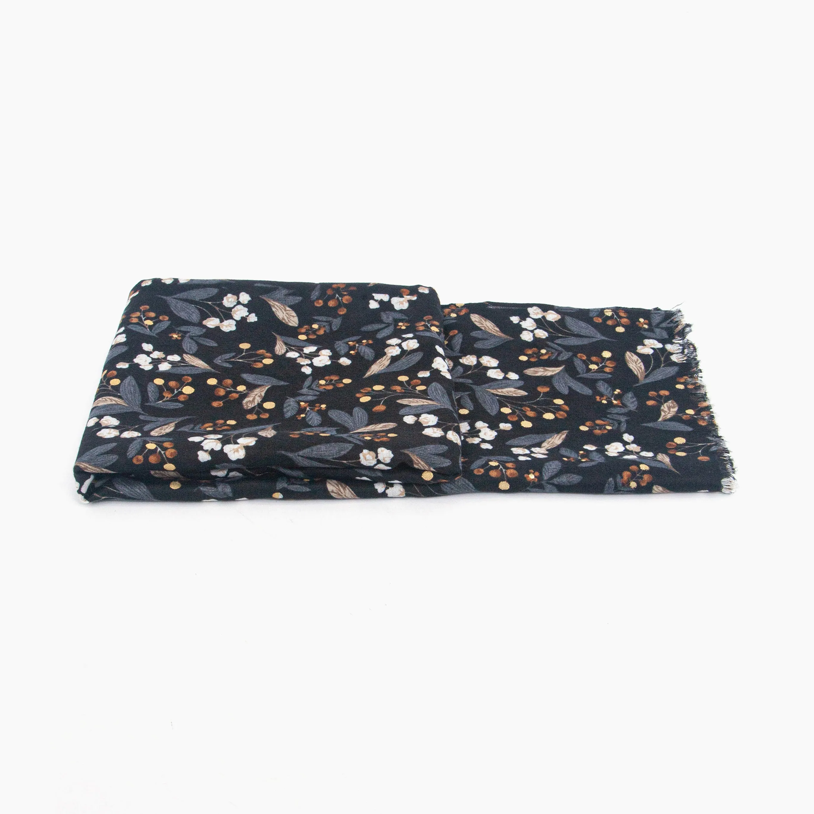 Marie Lightweight Scarf - Black, Floral Foil