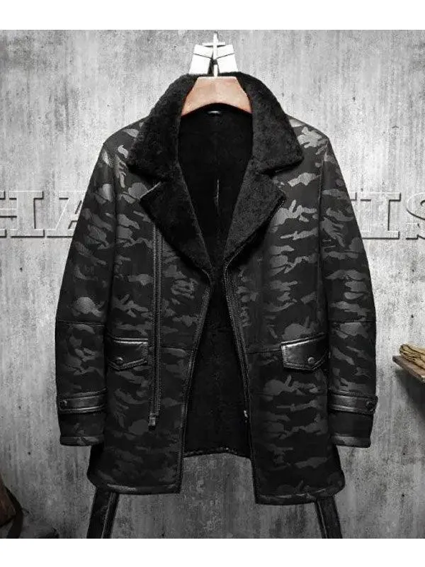 Men’s Flying Fur Pilots Long Shearling Jacket Coat