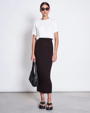 MIDI KNIT SKIRT EBBA ESPRESSO GOTS