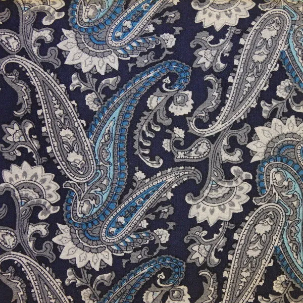 Midnight Blue Paisley Silk Scarf